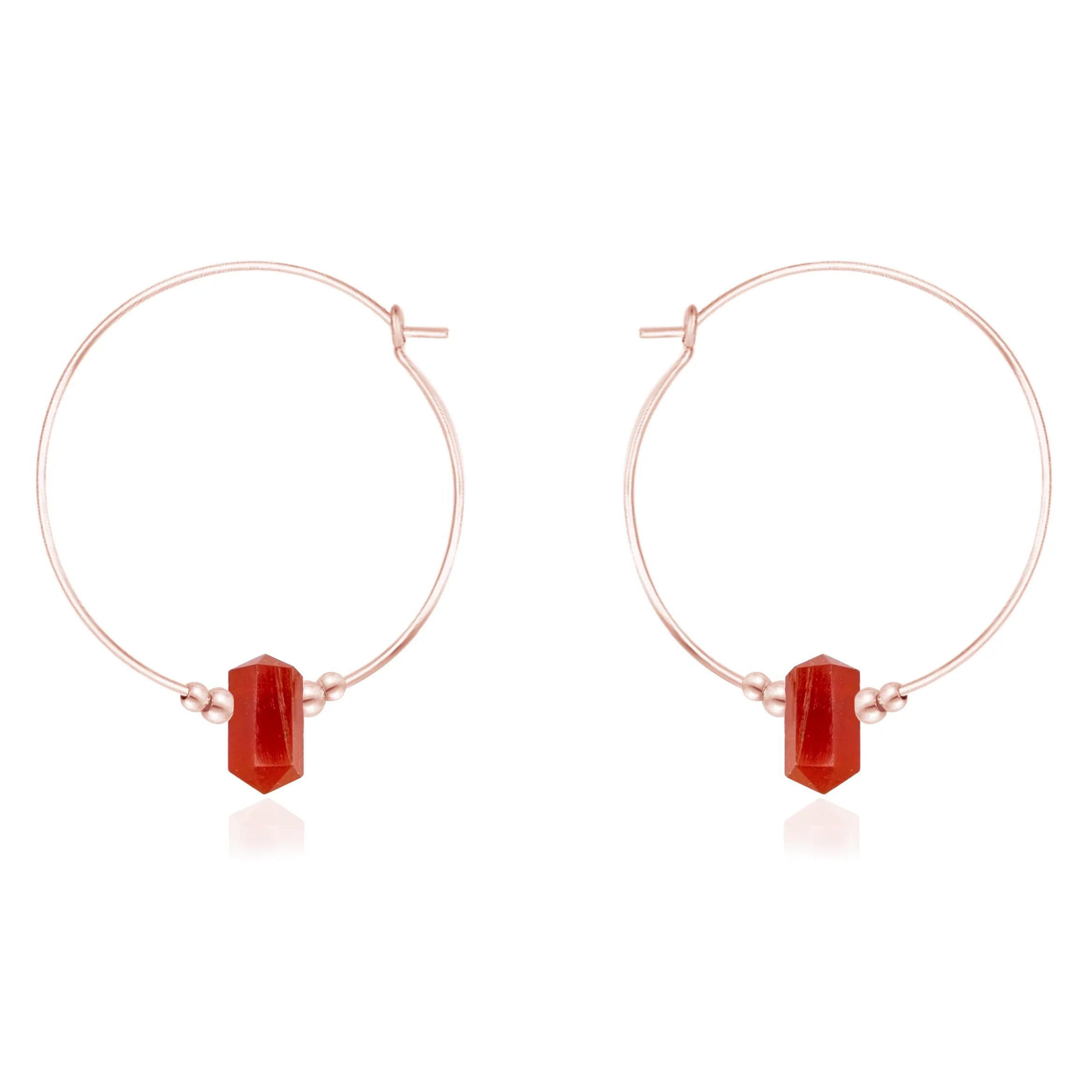 Large Hoop Carnelian Double Terminated Crystal Point Earrings