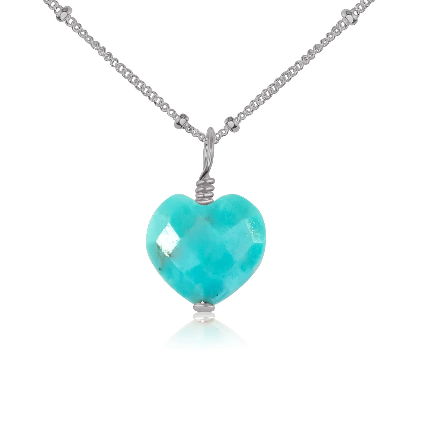 Turquoise Crystal Heart Pendant Necklace