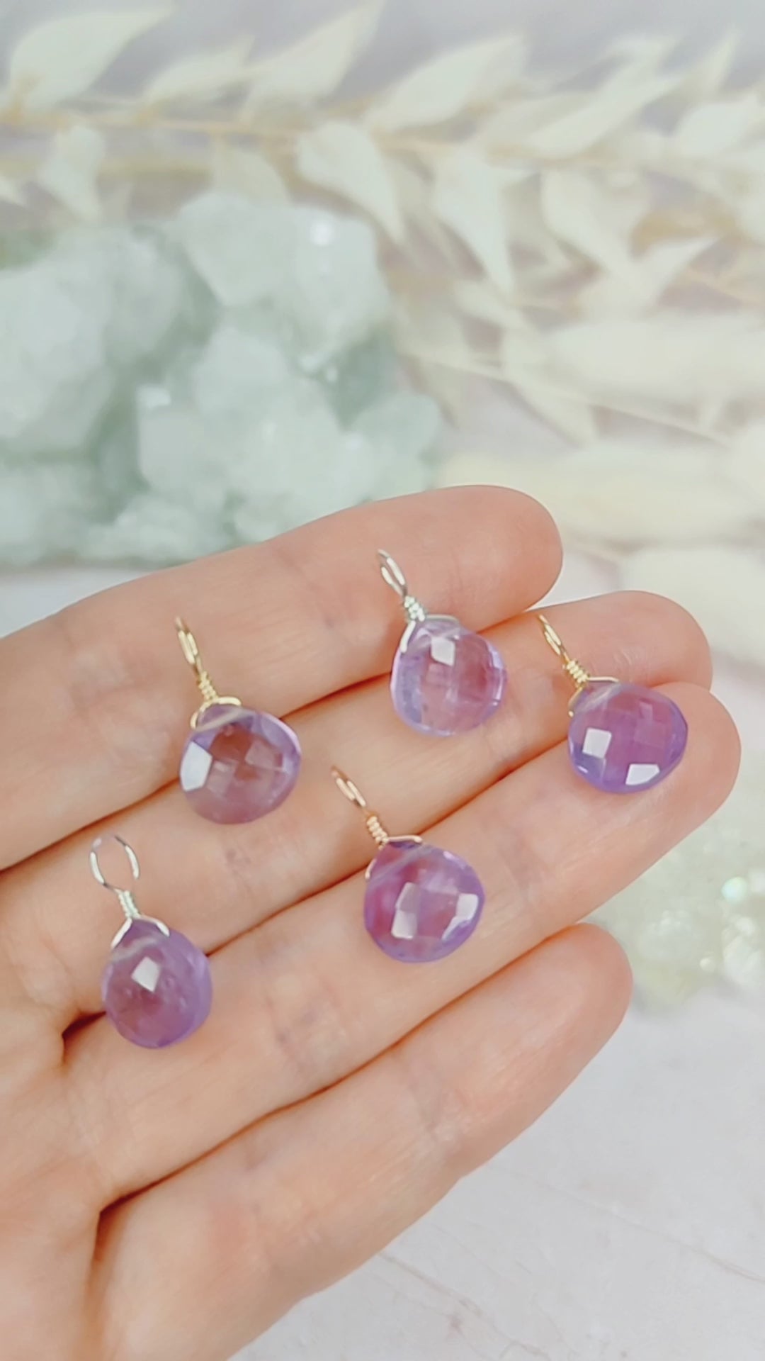 Tiny Pink Amethyst Teardrop Gemstone Pendant