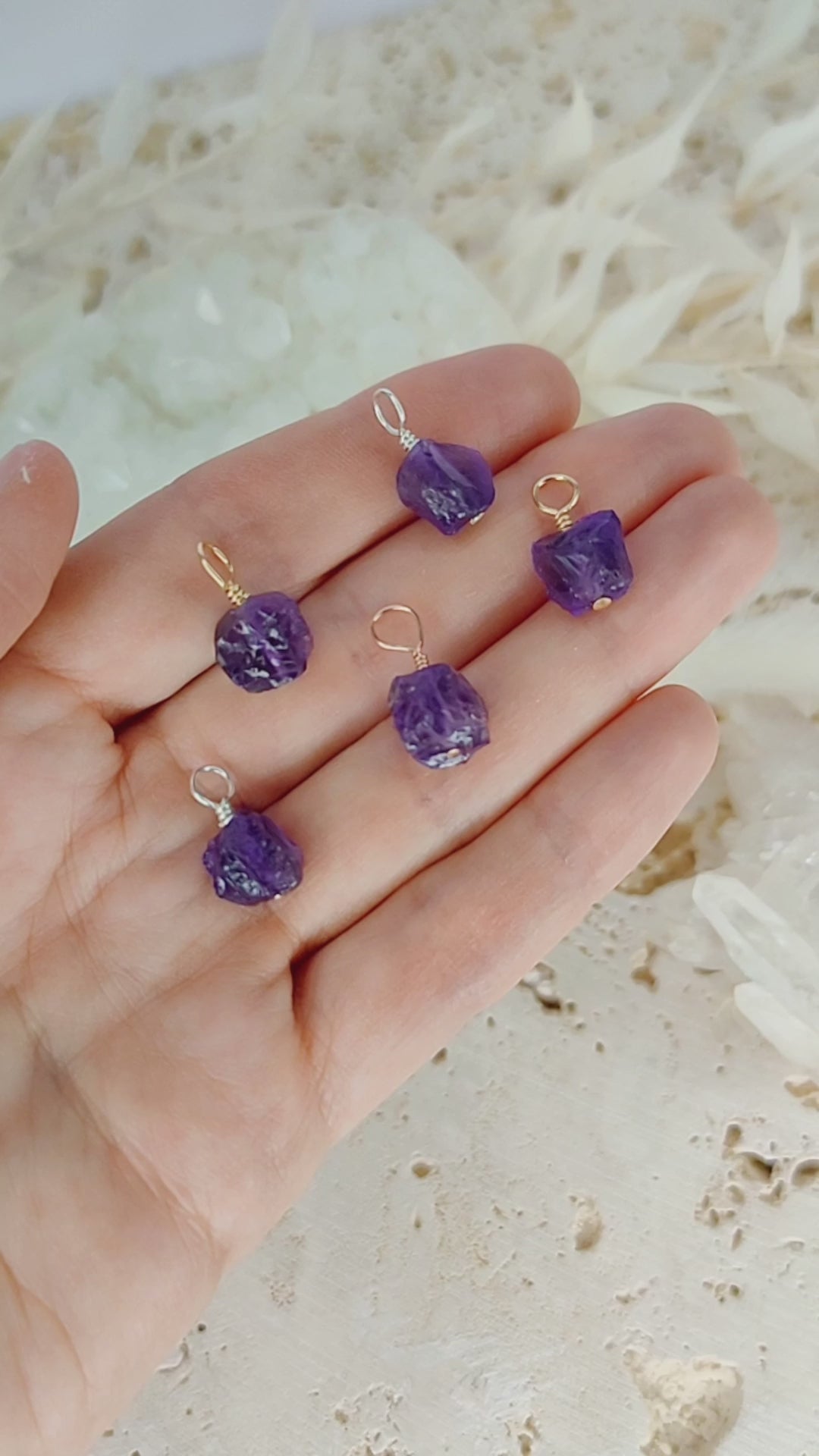 Tiny Raw Purple Amethyst Crystal Pendant