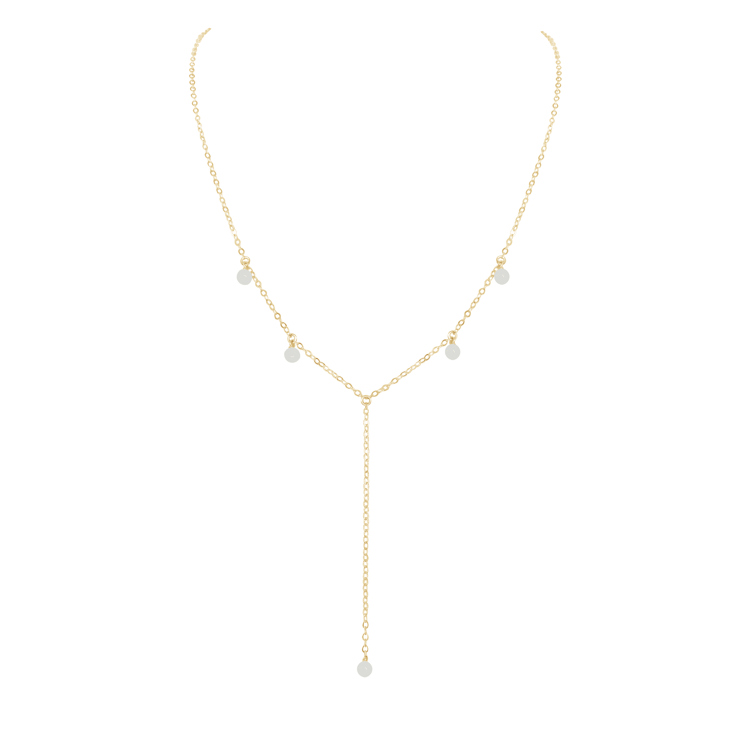 White Moonstone Crystal Boho Lariat Necklace - White Moonstone Crystal Boho Lariat Necklace - 14k Gold Fill - Luna Tide Handmade Crystal Jewellery