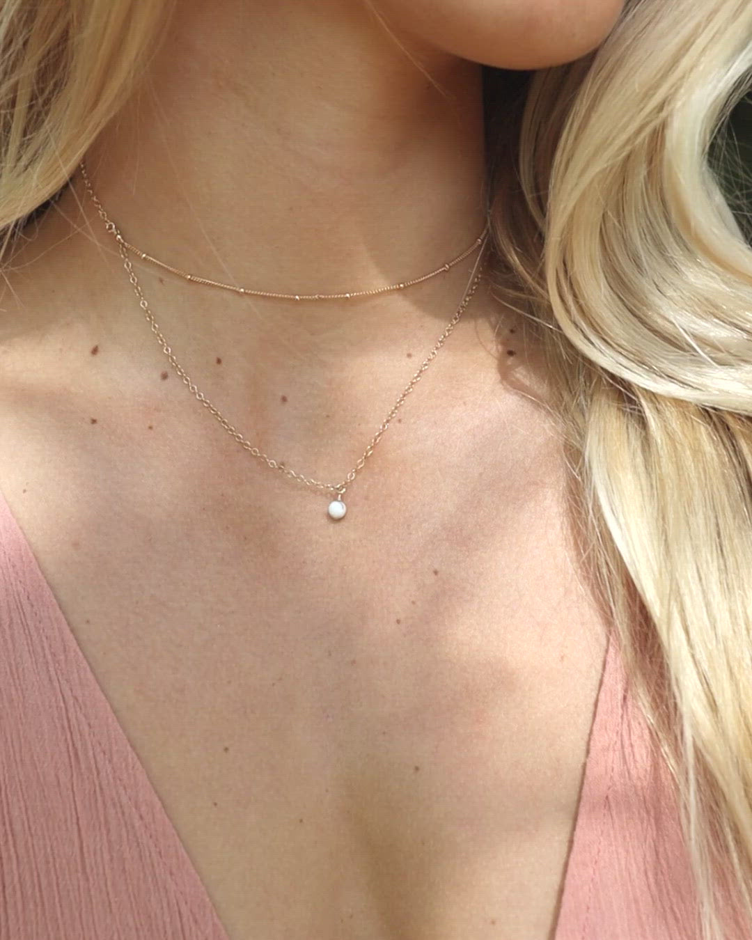 White Howlite Gemstone Chain Layered Choker Necklace