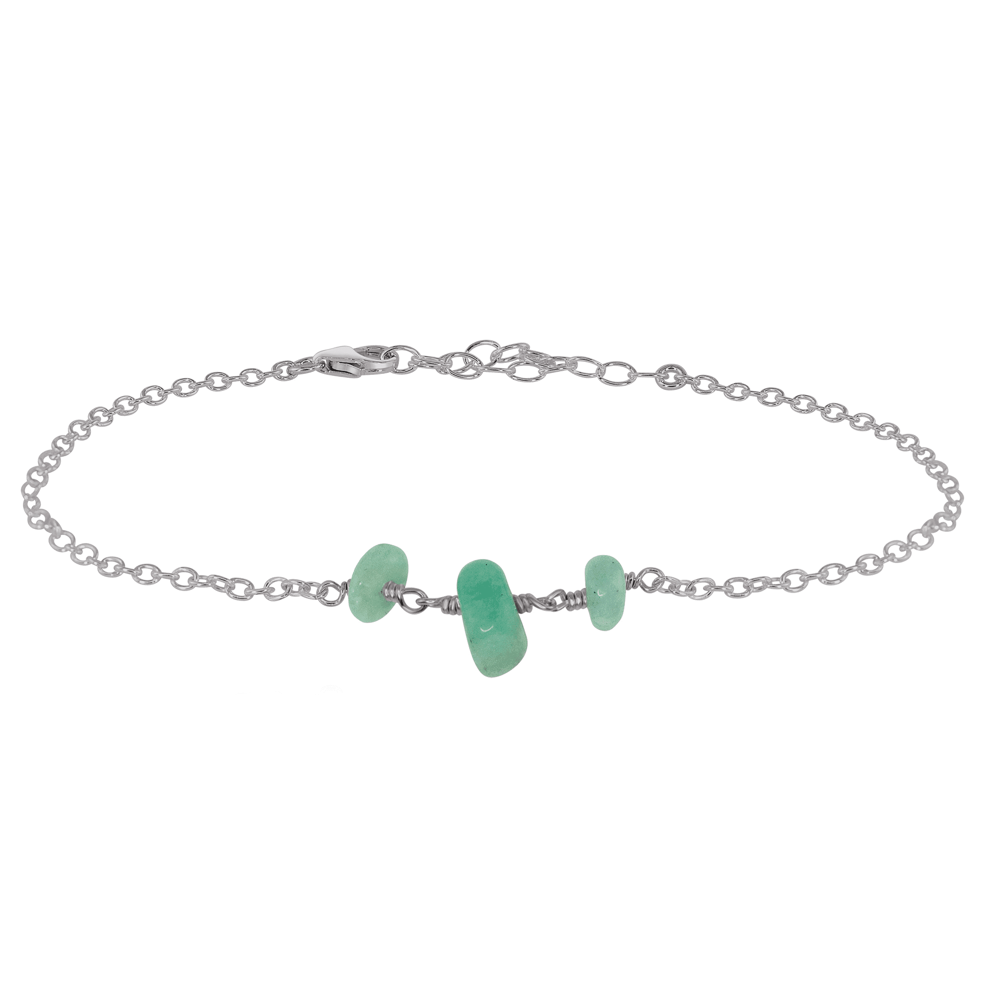 Amazonite Beaded Chain Anklet - Amazonite Beaded Chain Anklet - Stainless Steel - Luna Tide Handmade Crystal Jewellery