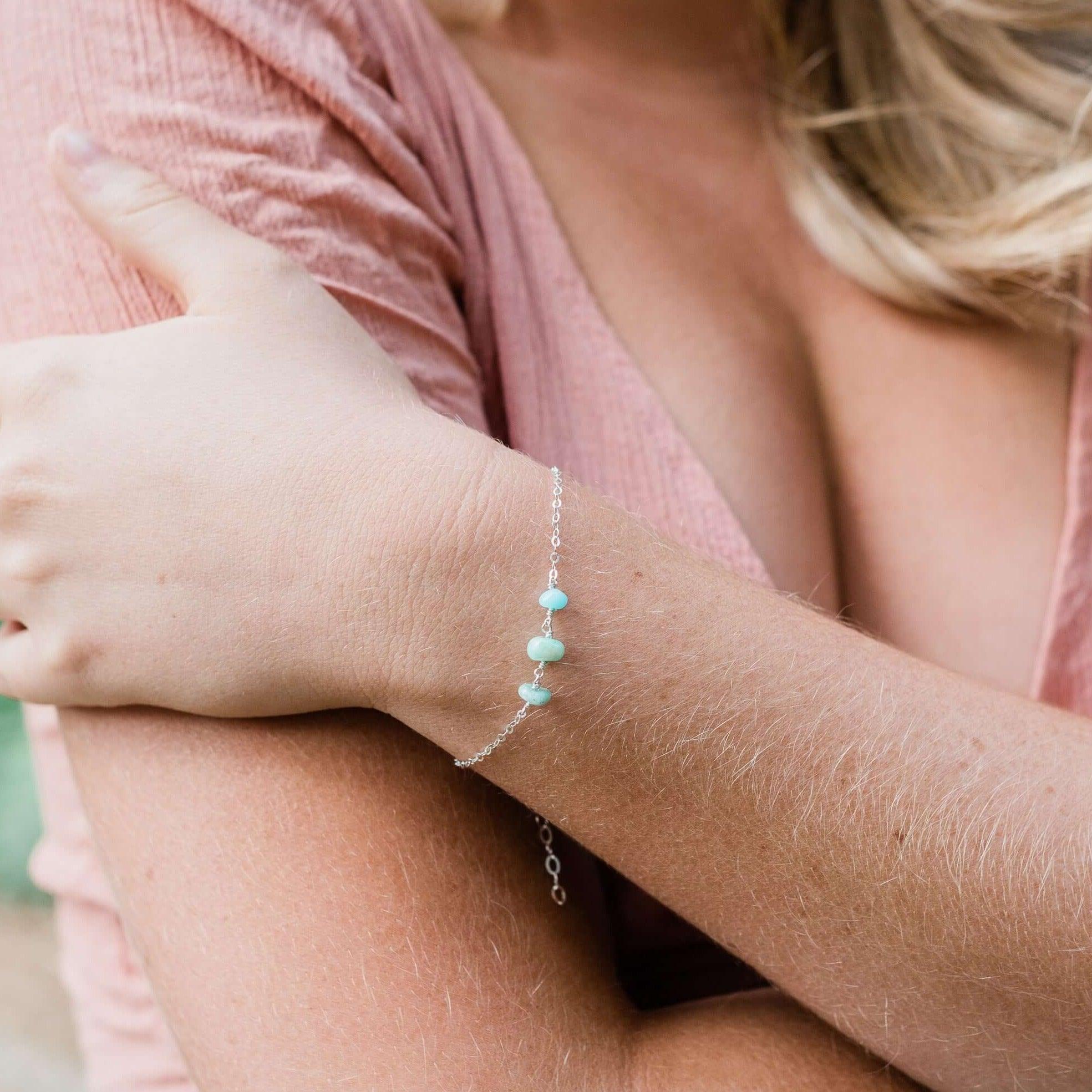 Amazonite Beaded Chain Bracelet - Amazonite Beaded Chain Bracelet - 14k Gold Fill - Luna Tide Handmade Crystal Jewellery