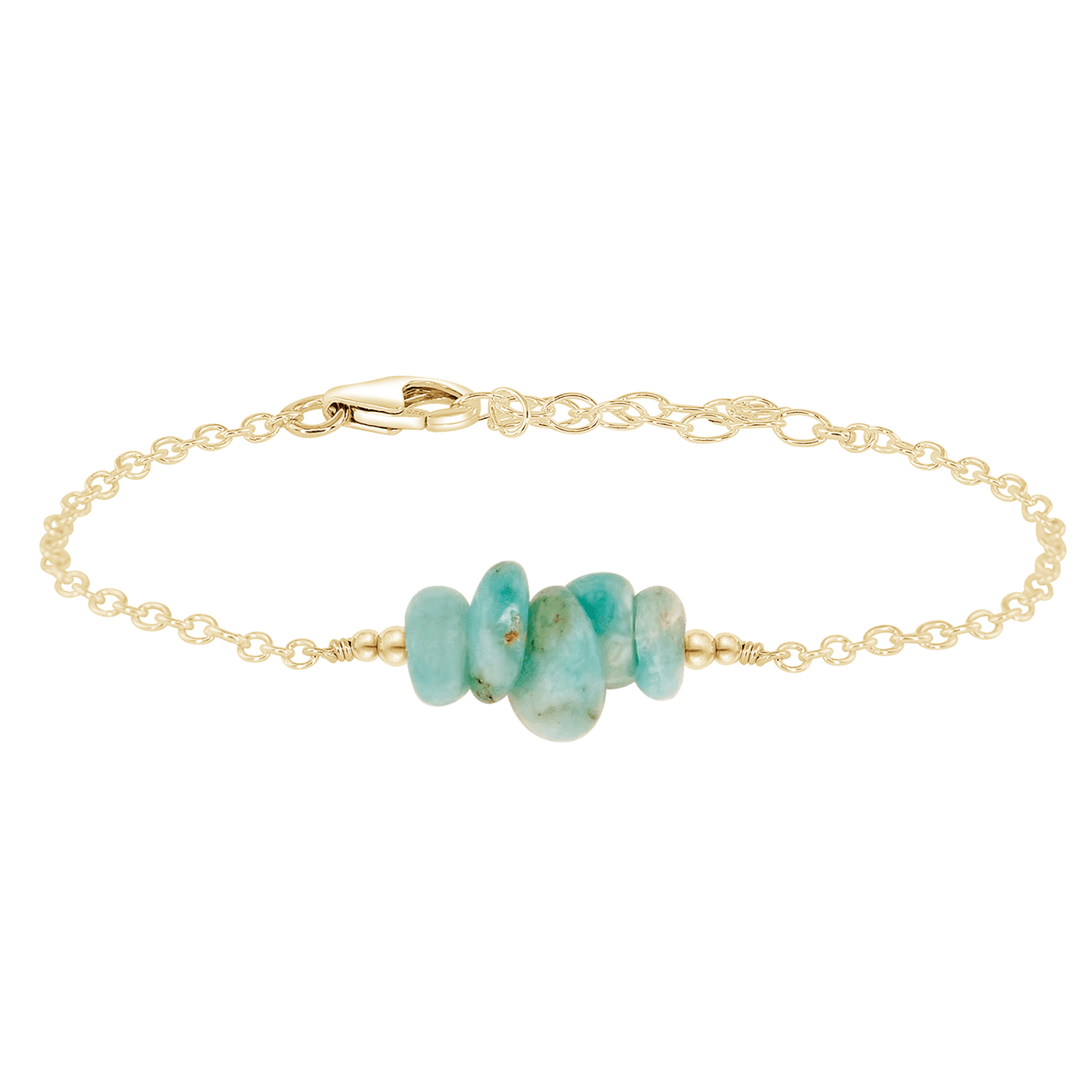 Amazonite Chip Bead Bar Bracelet - Amazonite Chip Bead Bar Bracelet - 14k Gold Fill - Luna Tide Handmade Crystal Jewellery