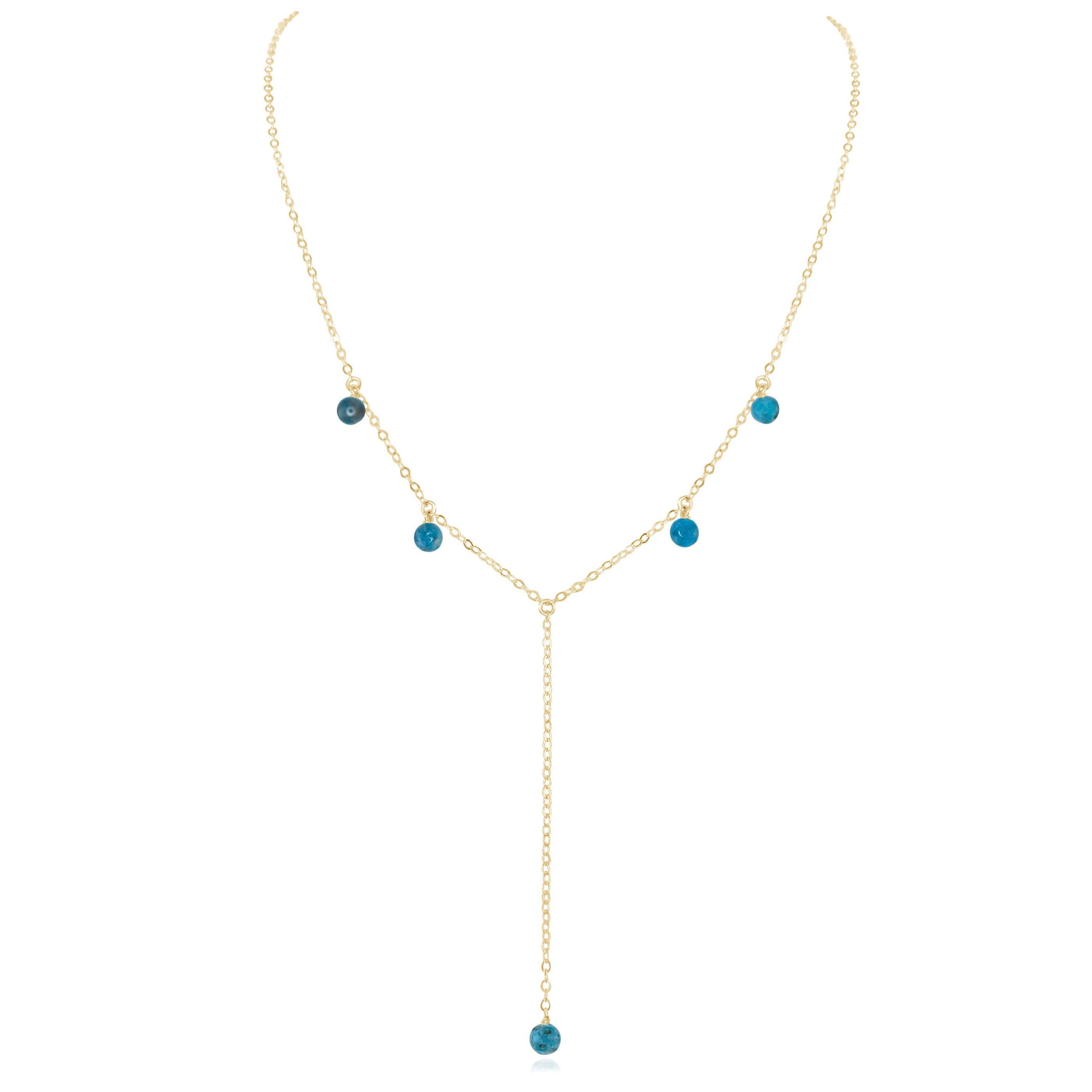 Apatite Boho Lariat Necklace - Apatite Boho Lariat Necklace - 14k Gold Fill - Luna Tide Handmade Crystal Jewellery