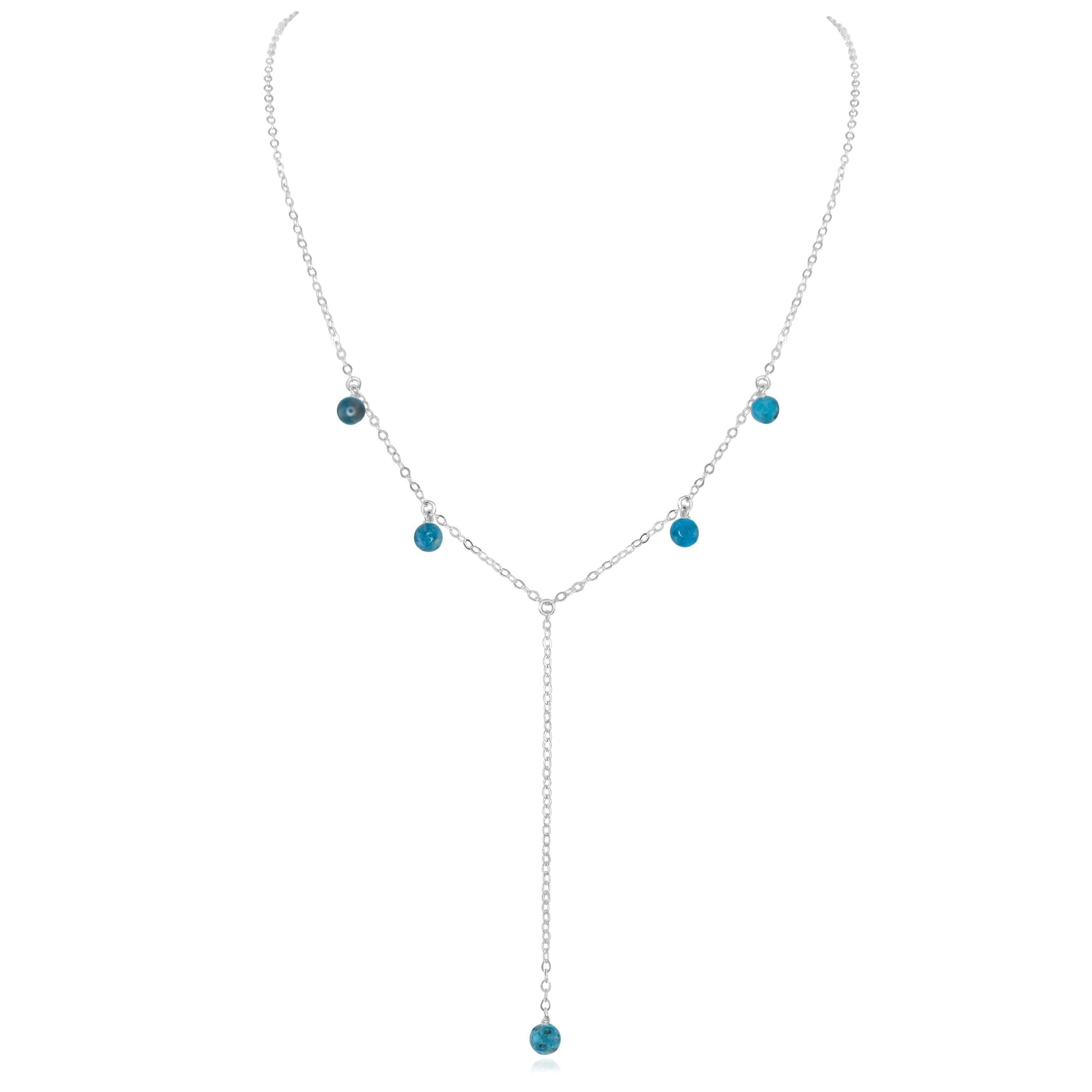 Apatite Boho Lariat Necklace - Apatite Boho Lariat Necklace - Sterling Silver - Luna Tide Handmade Crystal Jewellery