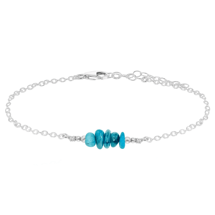 Apatite Chip Bead Bar Anklet - Apatite Chip Bead Bar Anklet - Sterling Silver - Luna Tide Handmade Crystal Jewellery