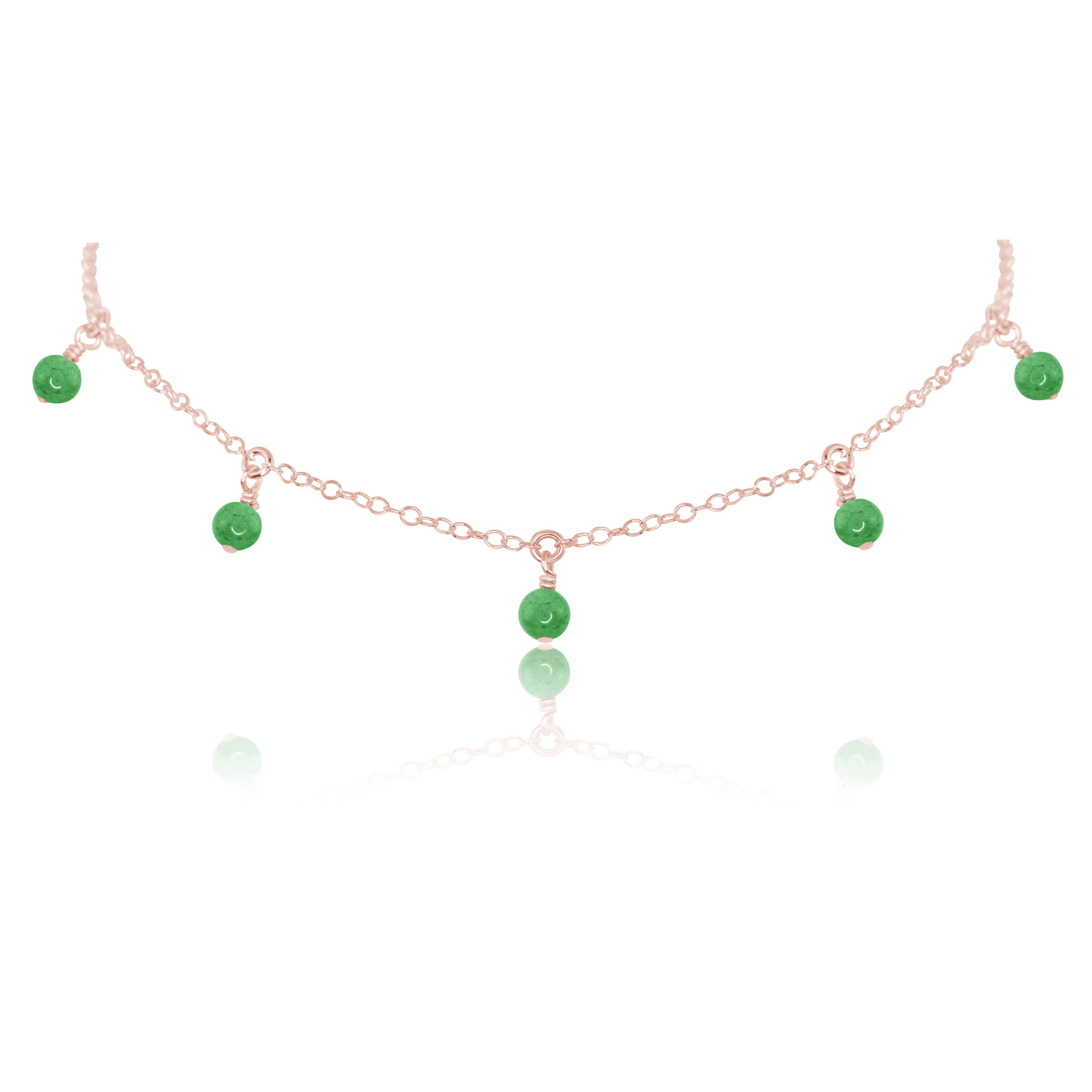 Aventurine Bead Drop Choker - Aventurine Bead Drop Choker - 14k Rose Gold Fill - Luna Tide Handmade Crystal Jewellery
