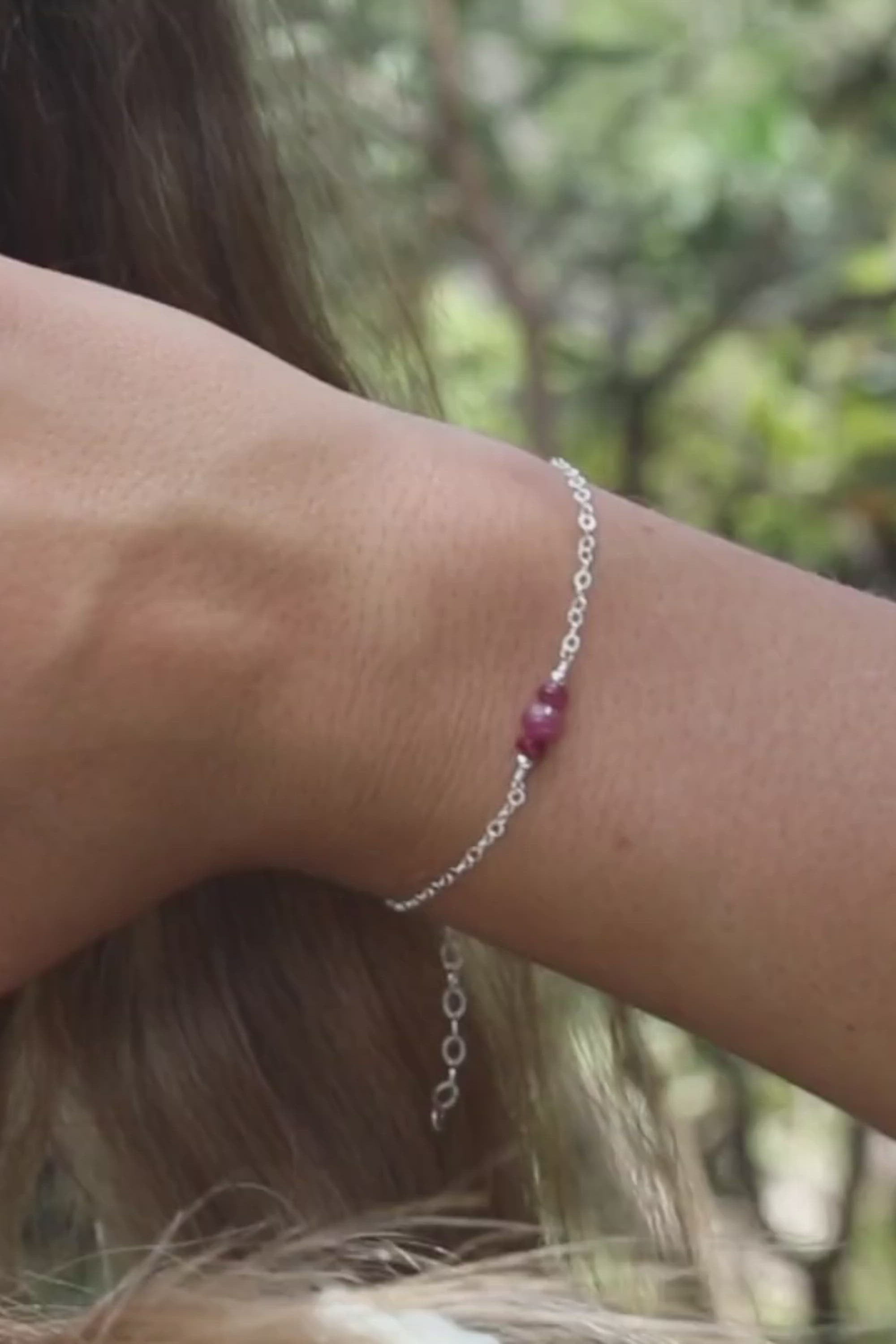 Dainty Ruby Gemstone Bracelet