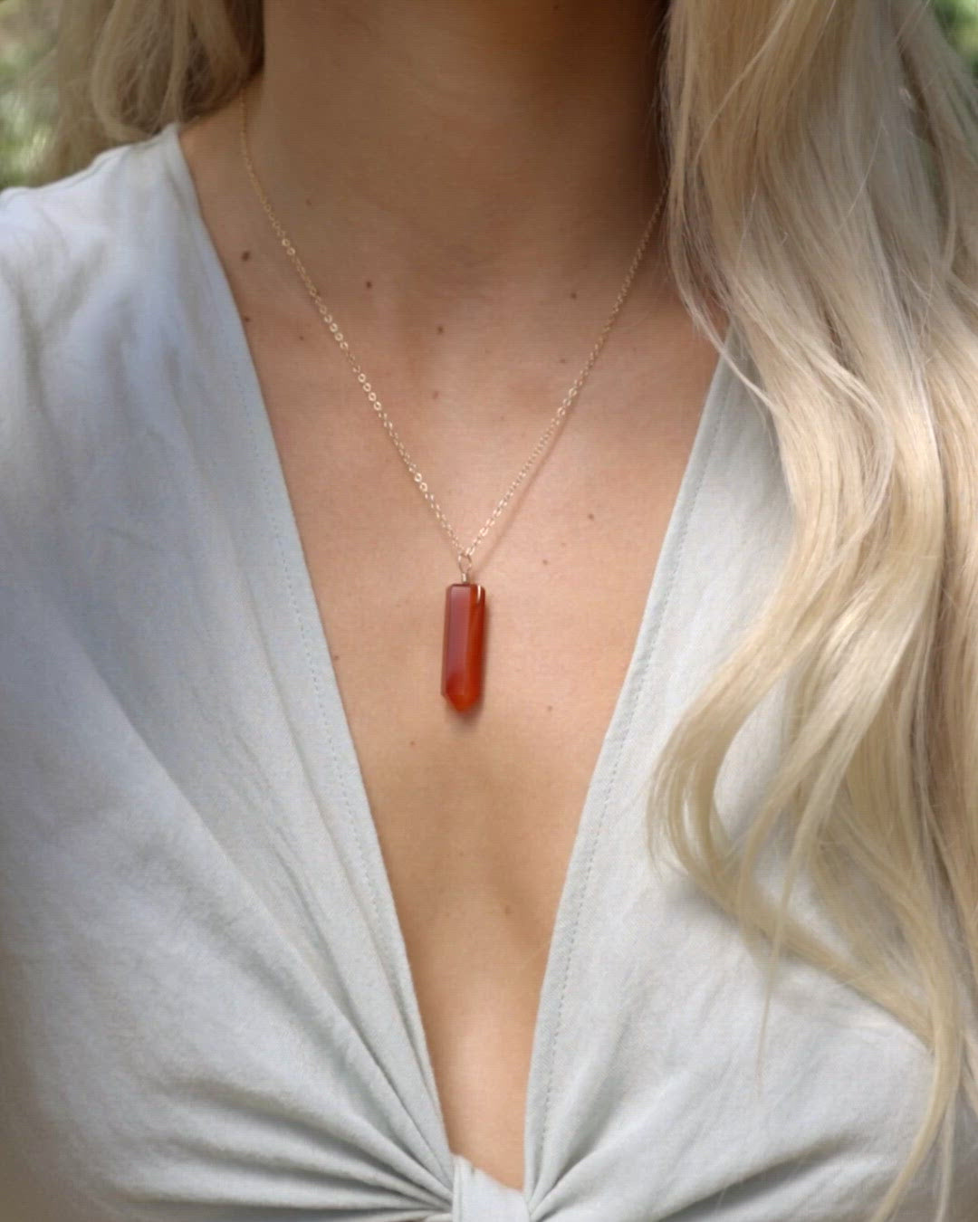 Carnelian Crystal Generator Point Pendant Necklace