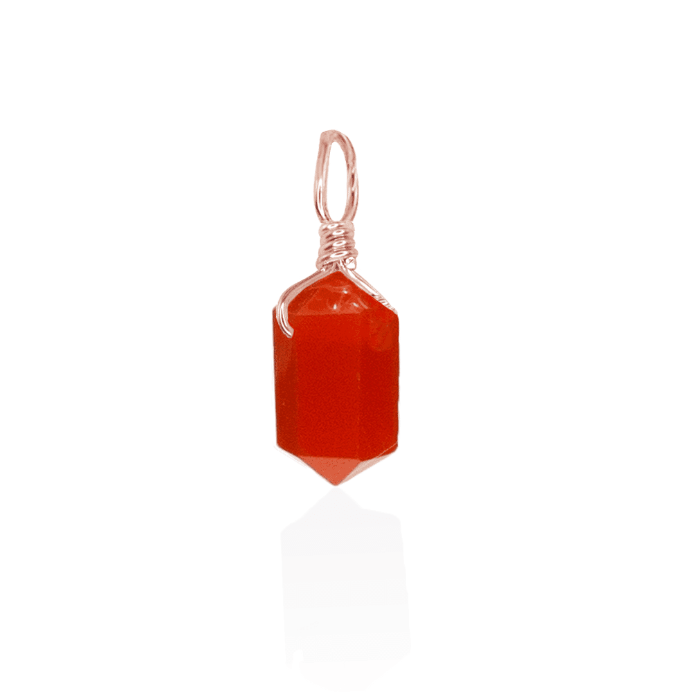 Carnelian Mini Double Terminated Crystal Point Pendant - Carnelian Mini Double Terminated Crystal Point Pendant - 14k Rose Gold Fill - Luna Tide Handmade Crystal Jewellery