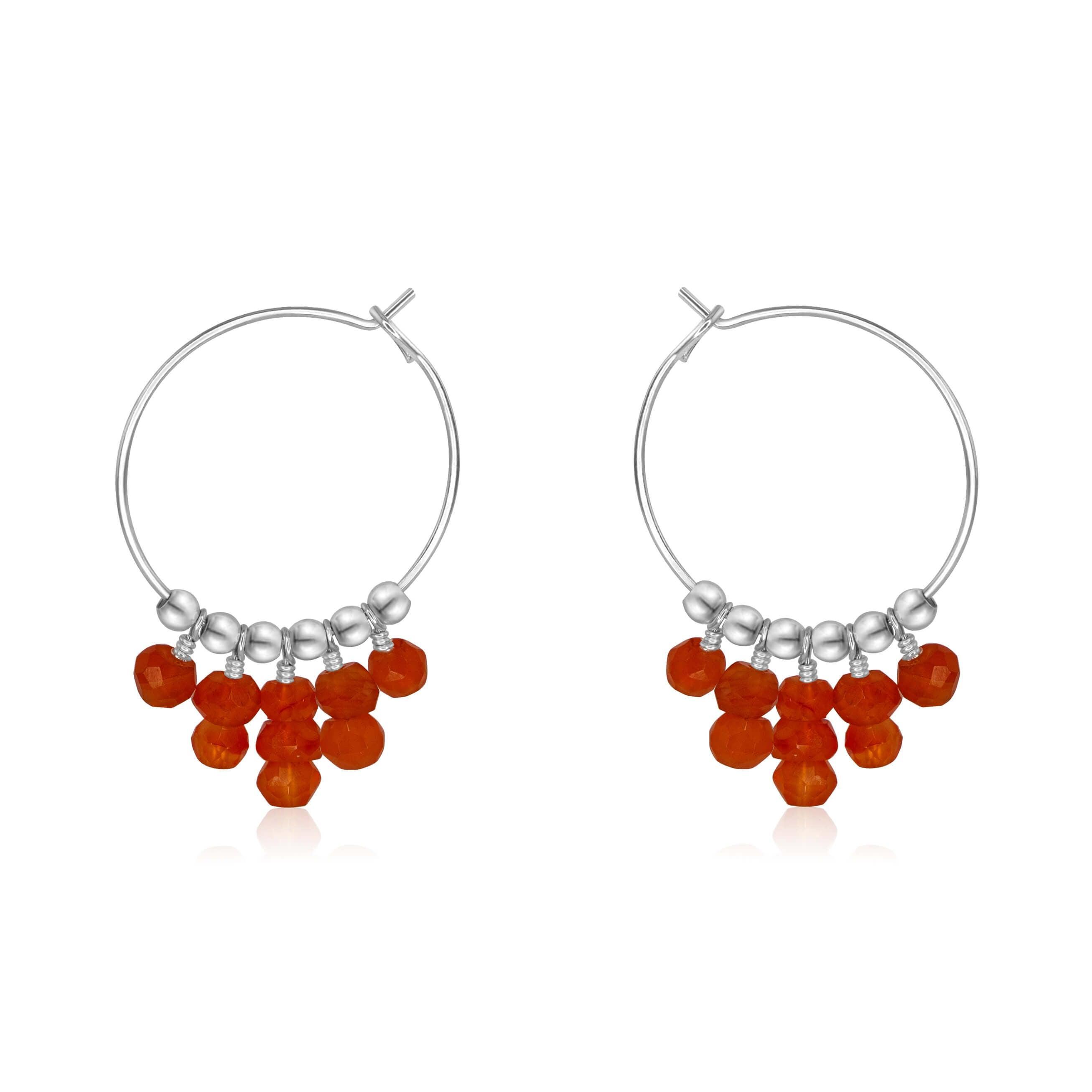 Carnelian Statement Hoop Earrings - Carnelian Statement Hoop Earrings - Sterling Silver - Luna Tide Handmade Crystal Jewellery