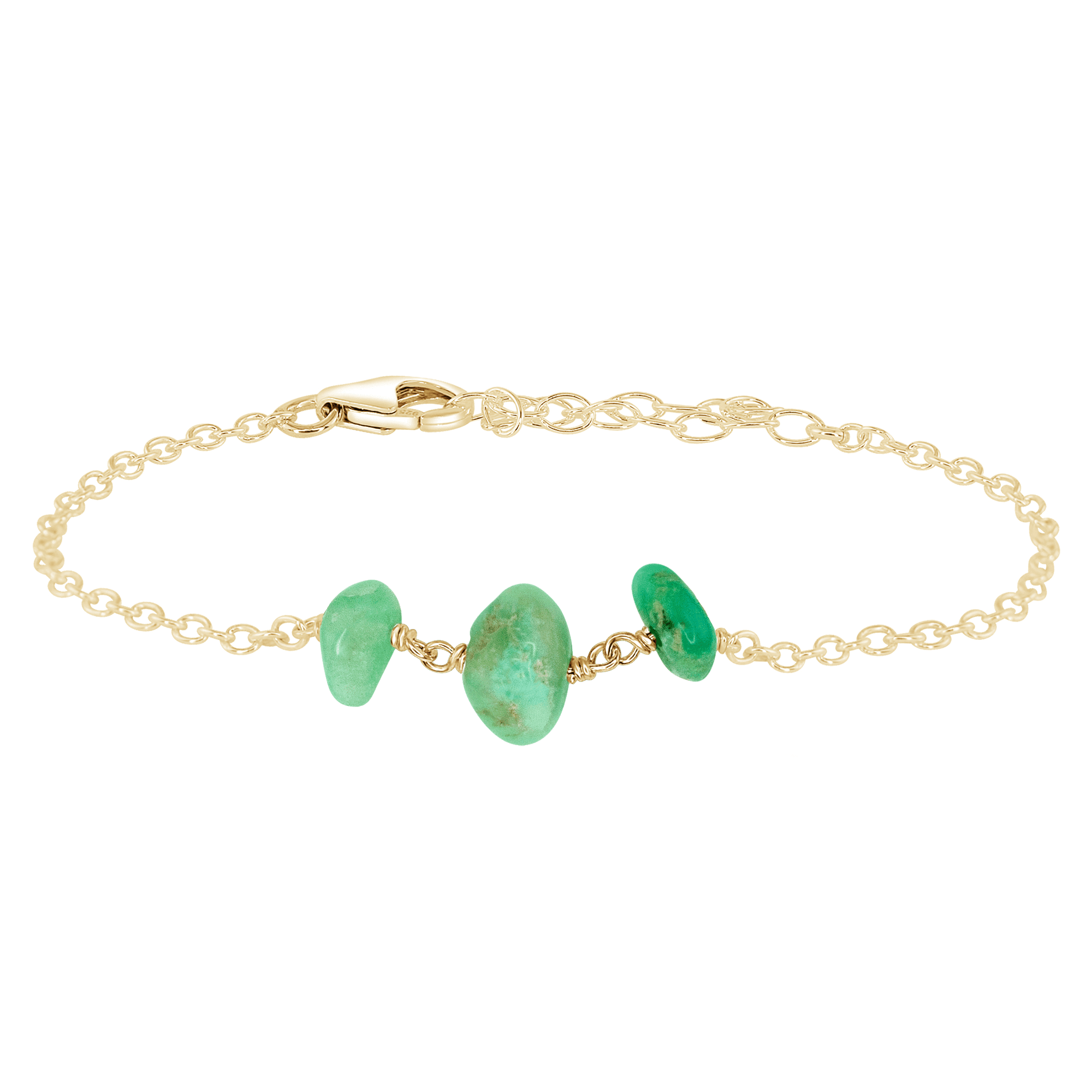 Chrysoprase Beaded Chain Bracelet - Chrysoprase Beaded Chain Bracelet - 14k Gold Fill - Luna Tide Handmade Crystal Jewellery