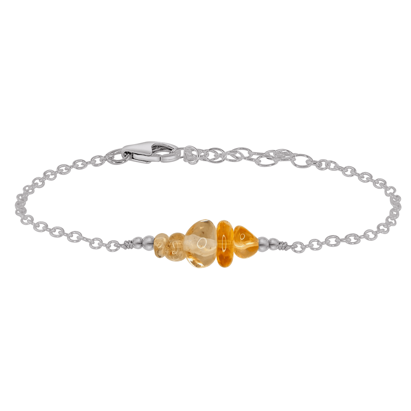 Citrine Chip Bead Bar Bracelet - Citrine Chip Bead Bar Bracelet - Stainless Steel - Luna Tide Handmade Crystal Jewellery