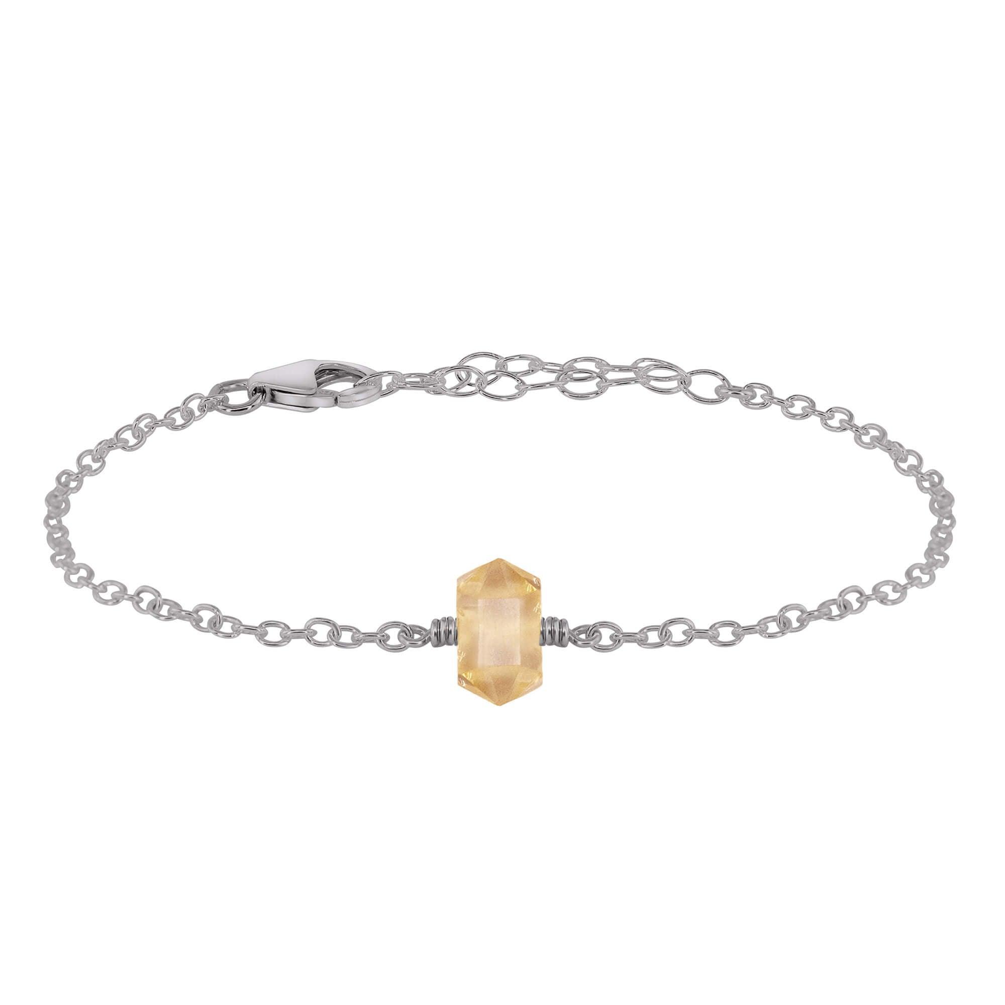 Citrine Double Terminated Mini Crystal Point Bracelet - Citrine Double Terminated Mini Crystal Point Bracelet - Stainless Steel - Luna Tide Handmade Crystal Jewellery