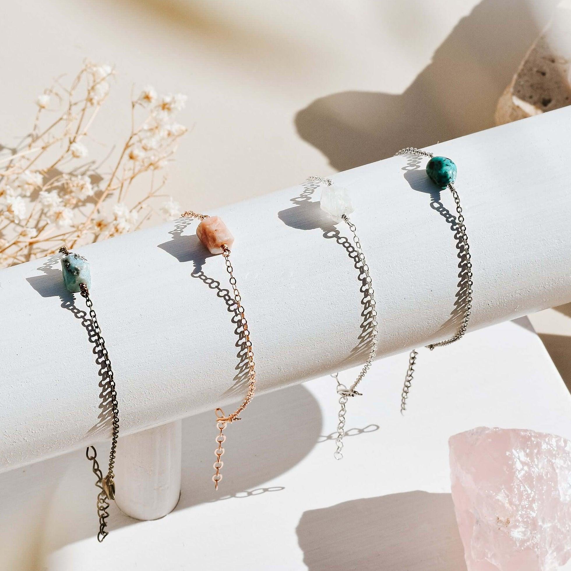 Raw Bracelet - Sterling Silver - Stainless Steel - 14K Rose Gold Fill - Luna Tide Handmade Jewellery