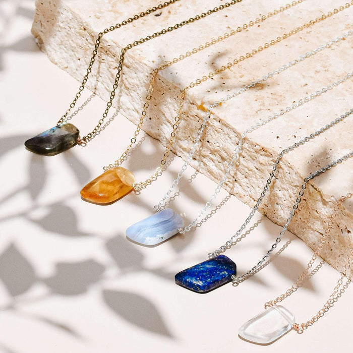 Small Smooth Slab Point Necklace - Bronze - 14K Gold Fill - Sterling Silver - Stainless Steel - 14K Rose Gold Fill - Luna Tide Handmade Jewellery