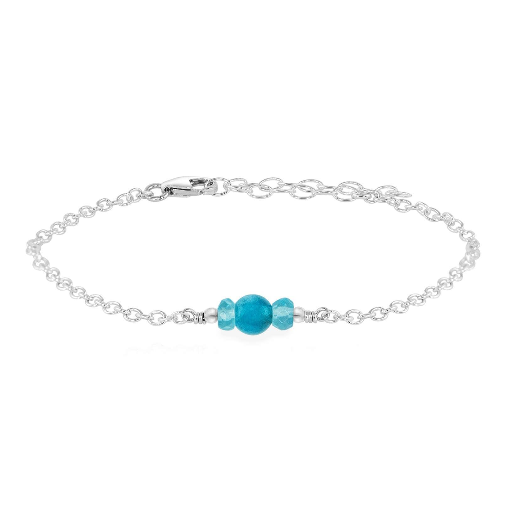 Dainty Apatite Gemstone Bracelet - Dainty Apatite Gemstone Bracelet - Sterling Silver - Luna Tide Handmade Crystal Jewellery