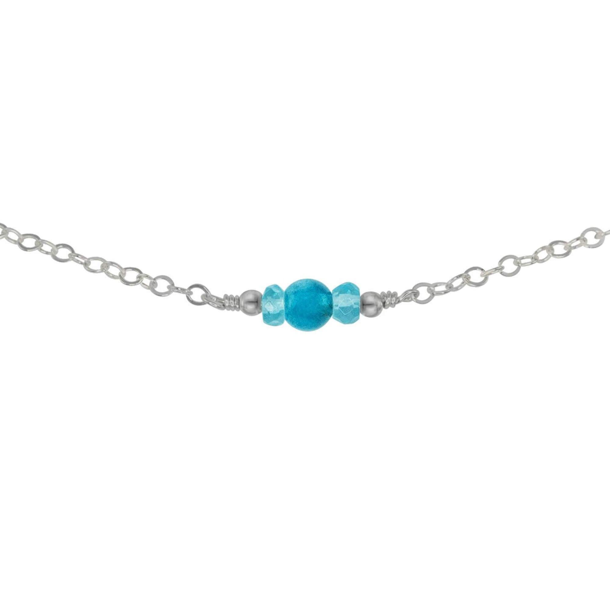 Dainty Apatite Gemstone Choker Necklace - Dainty Apatite Gemstone Choker Necklace - Stainless Steel - Luna Tide Handmade Crystal Jewellery