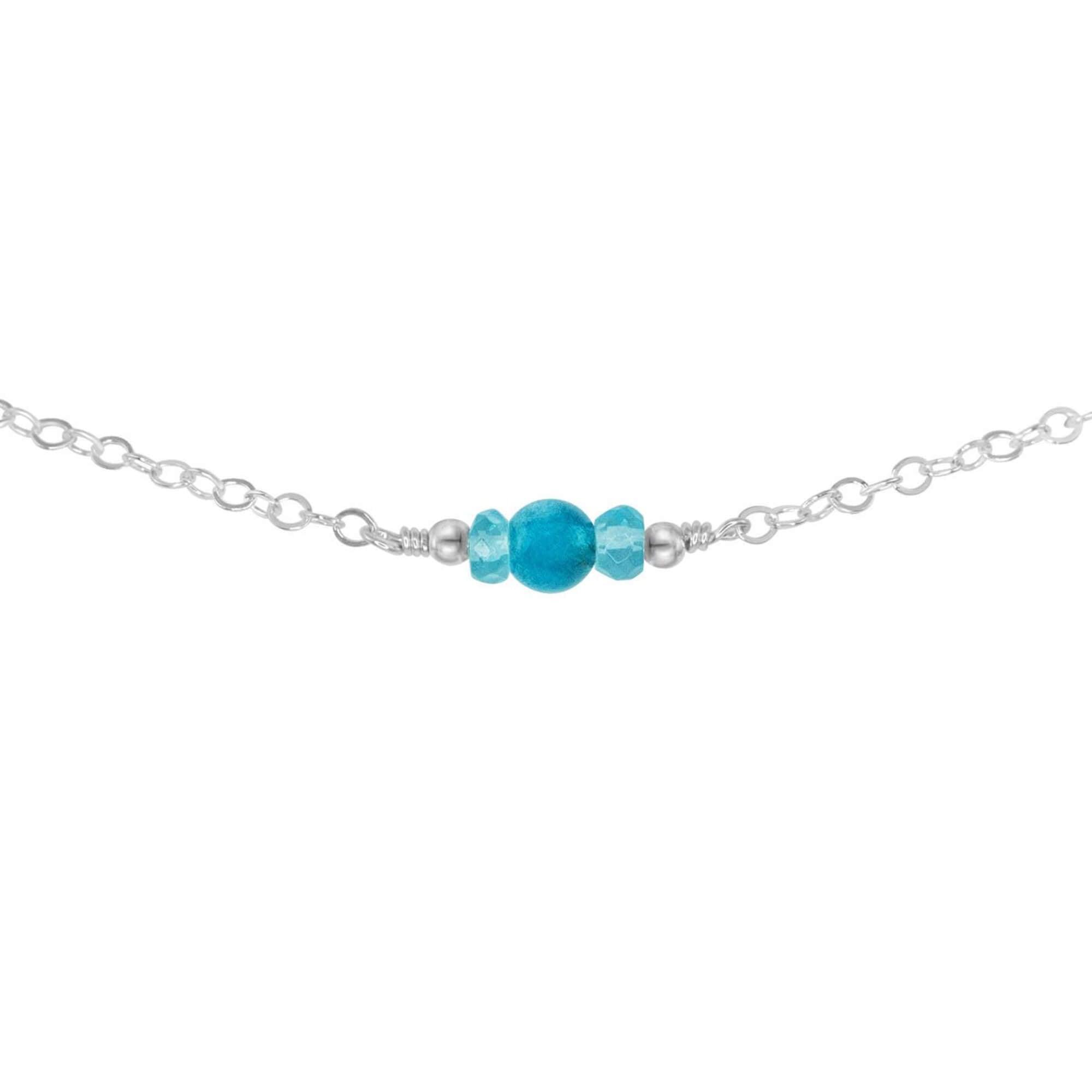 Dainty Apatite Gemstone Choker Necklace - Dainty Apatite Gemstone Choker Necklace - Sterling Silver - Luna Tide Handmade Crystal Jewellery