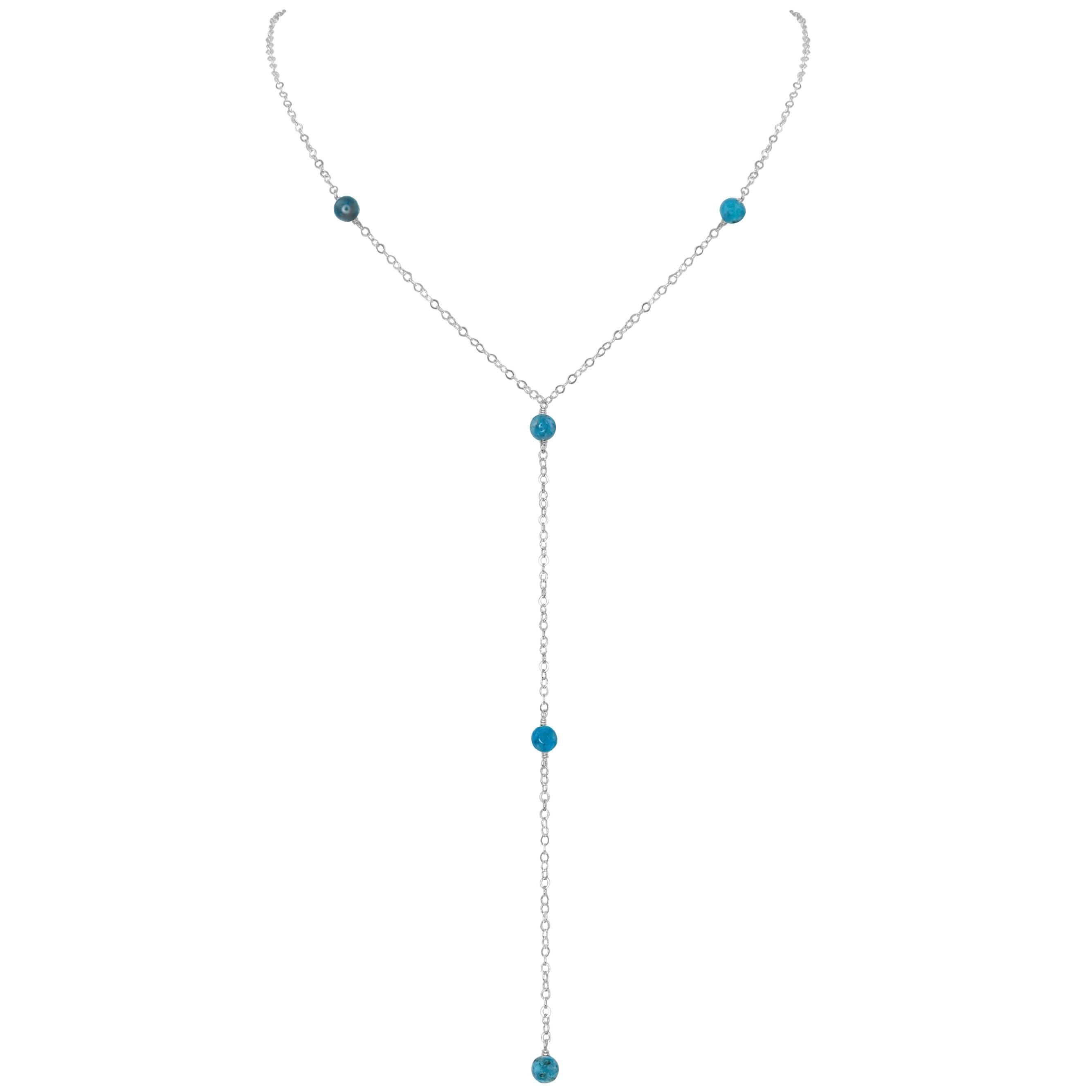 Dainty Apatite Lariat Necklace - Dainty Apatite Lariat Necklace - Sterling Silver - Luna Tide Handmade Crystal Jewellery