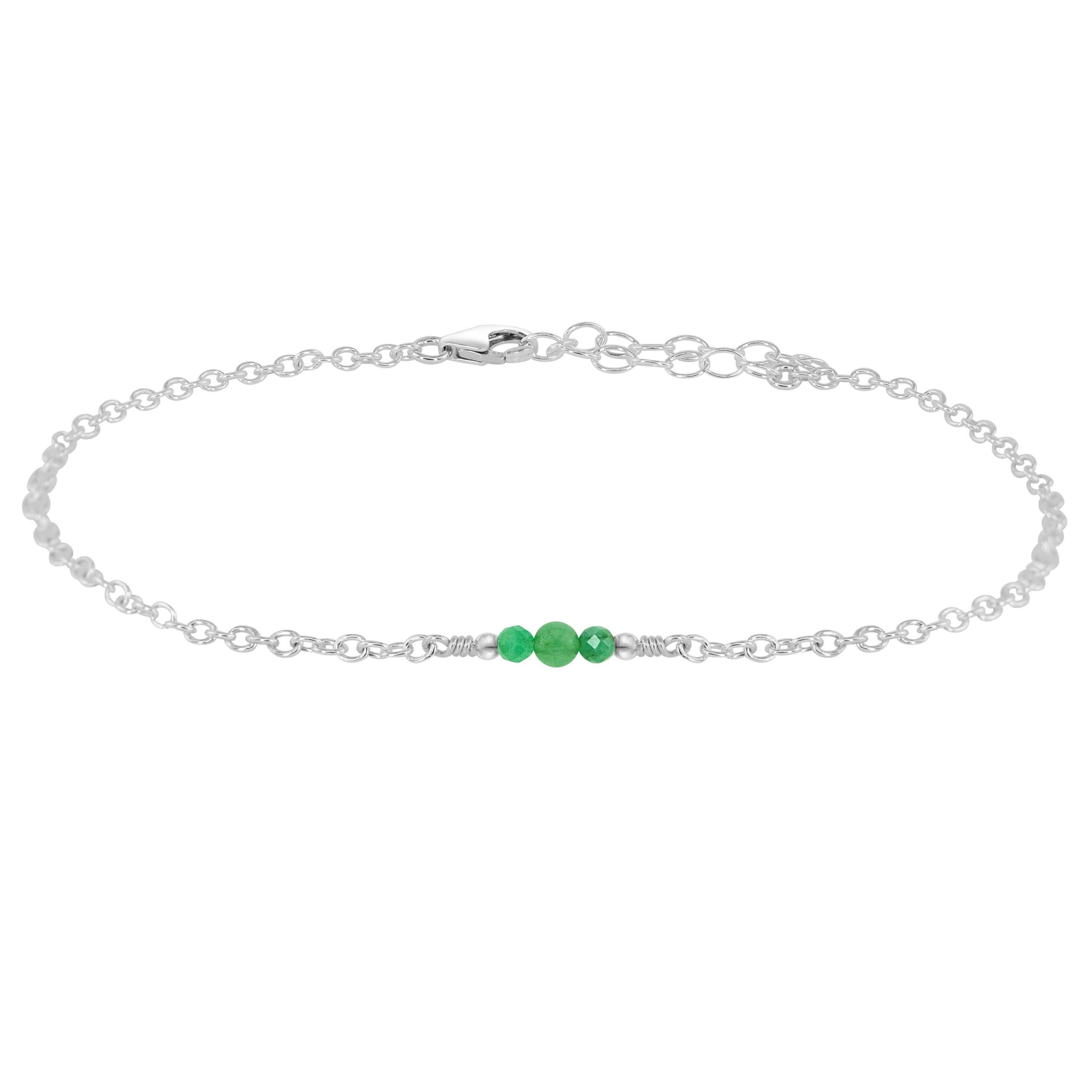 Dainty Aventurine Gemstone Anklet - Dainty Aventurine Gemstone Anklet - Sterling Silver - Luna Tide Handmade Crystal Jewellery