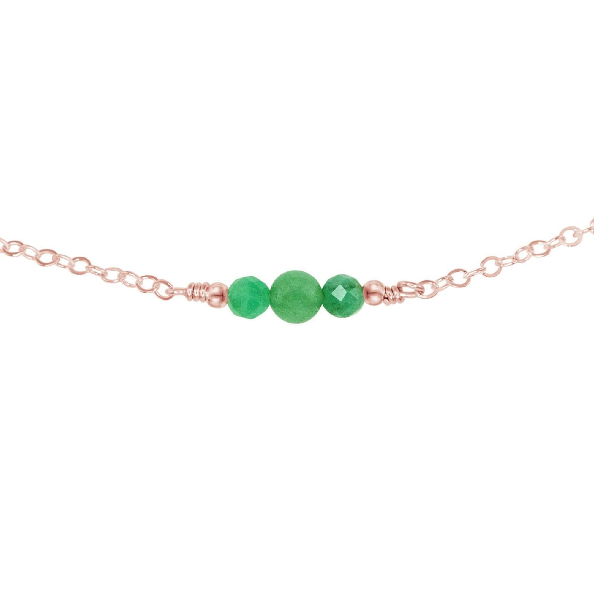 Dainty Aventurine Gemstone Choker Necklace - Dainty Aventurine Gemstone Choker Necklace - 14k Rose Gold Fill - Luna Tide Handmade Crystal Jewellery