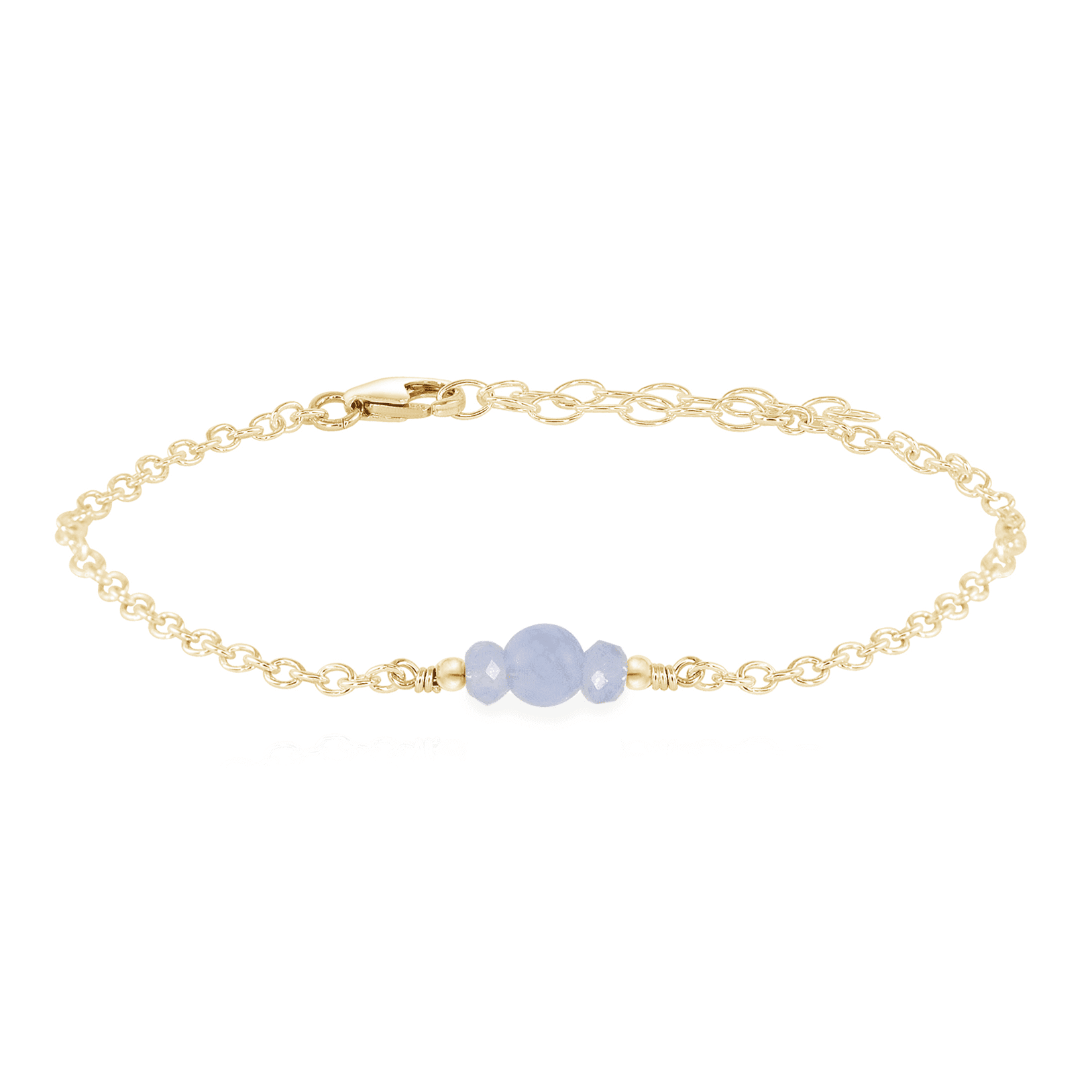 Dainty Blue Lace Agate Gemstone Bracelet - Dainty Blue Lace Agate Gemstone Bracelet - 14k Gold Fill - Luna Tide Handmade Crystal Jewellery