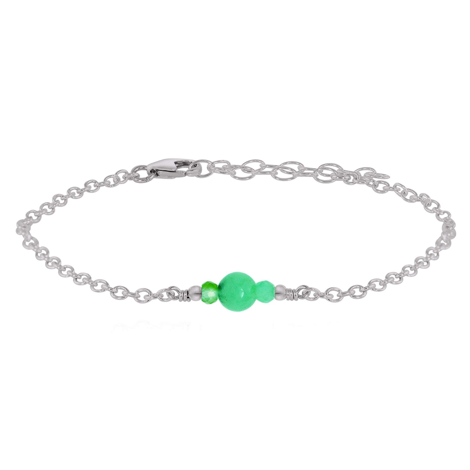 Dainty Chrysoprase Gemstone Bracelet - Dainty Chrysoprase Gemstone Bracelet - Stainless Steel - Luna Tide Handmade Crystal Jewellery