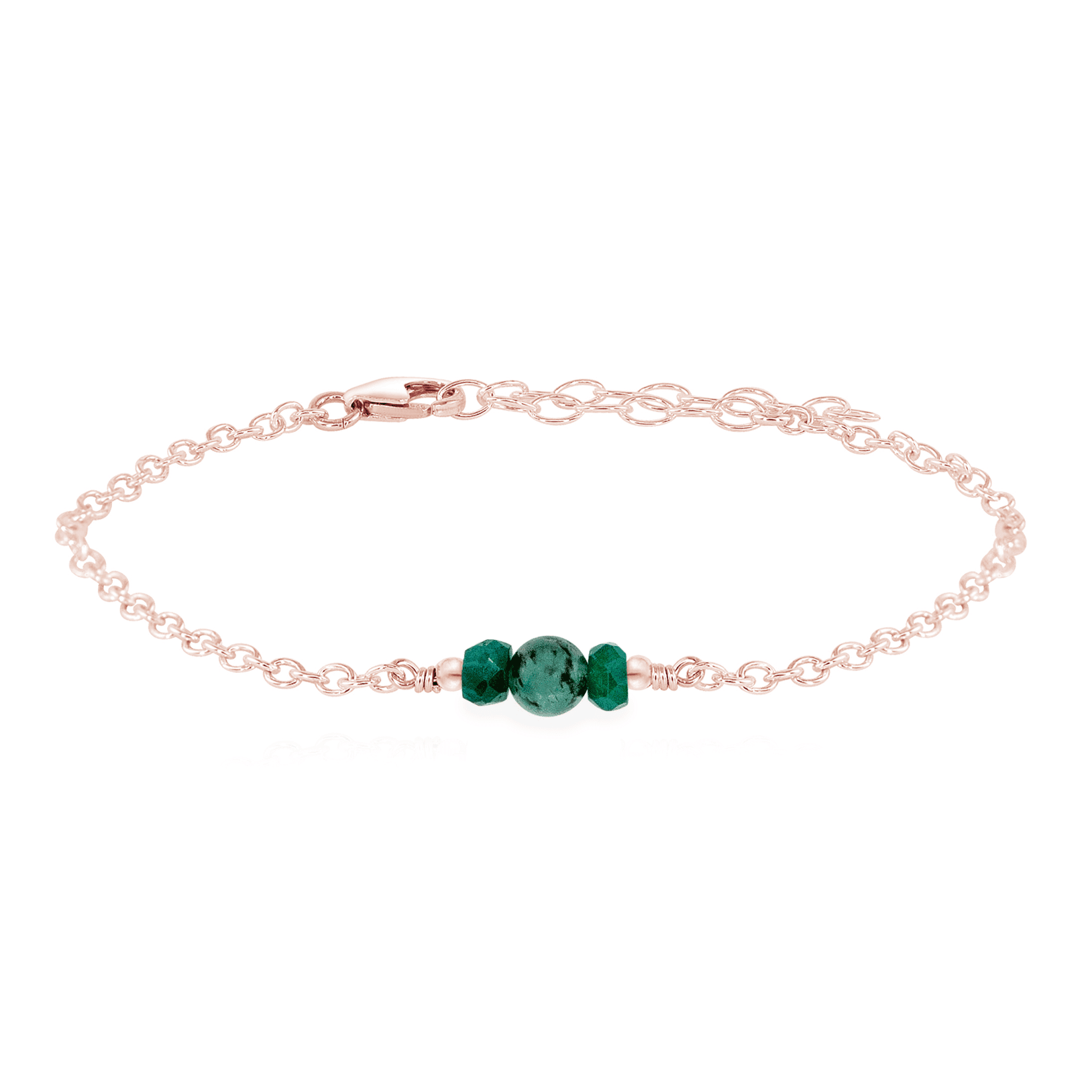 Dainty Emerald Gemstone Bracelet - Dainty Emerald Gemstone Bracelet - 14k Rose Gold Fill - Luna Tide Handmade Crystal Jewellery