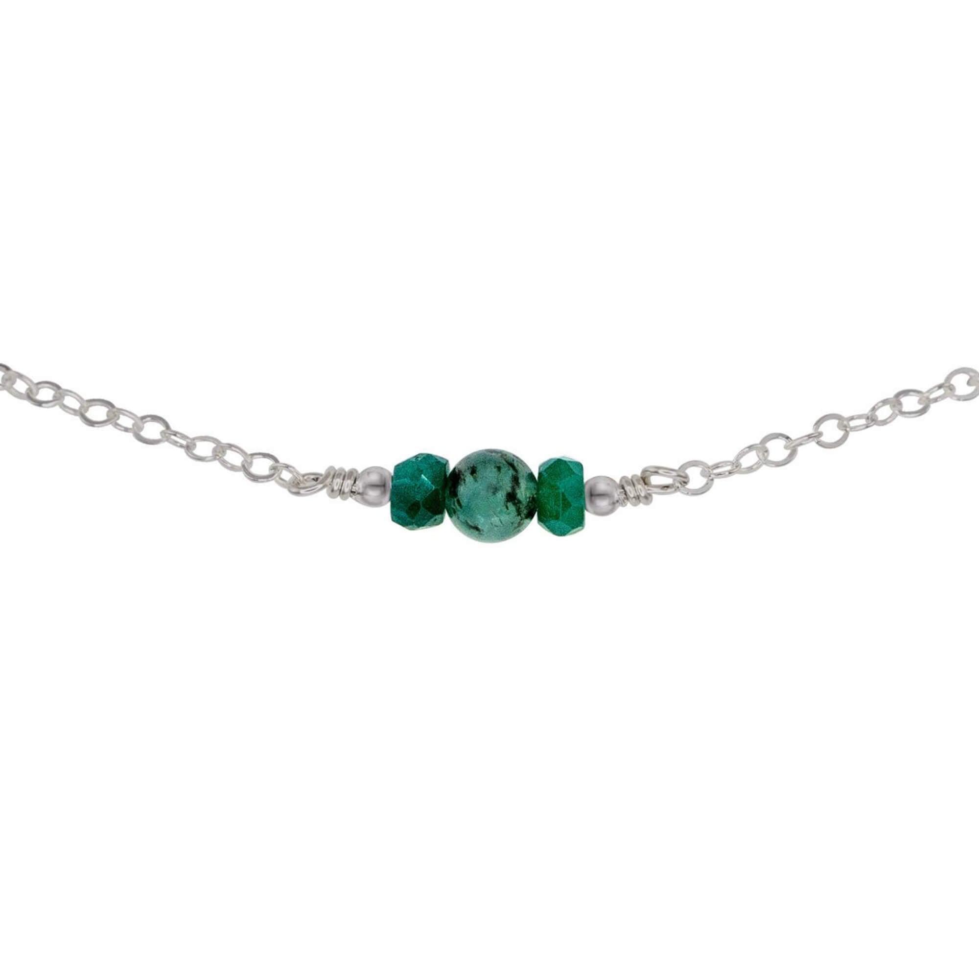 Dainty Emerald Gemstone Choker Necklace - Dainty Emerald Gemstone Choker Necklace - Stainless Steel - Luna Tide Handmade Crystal Jewellery