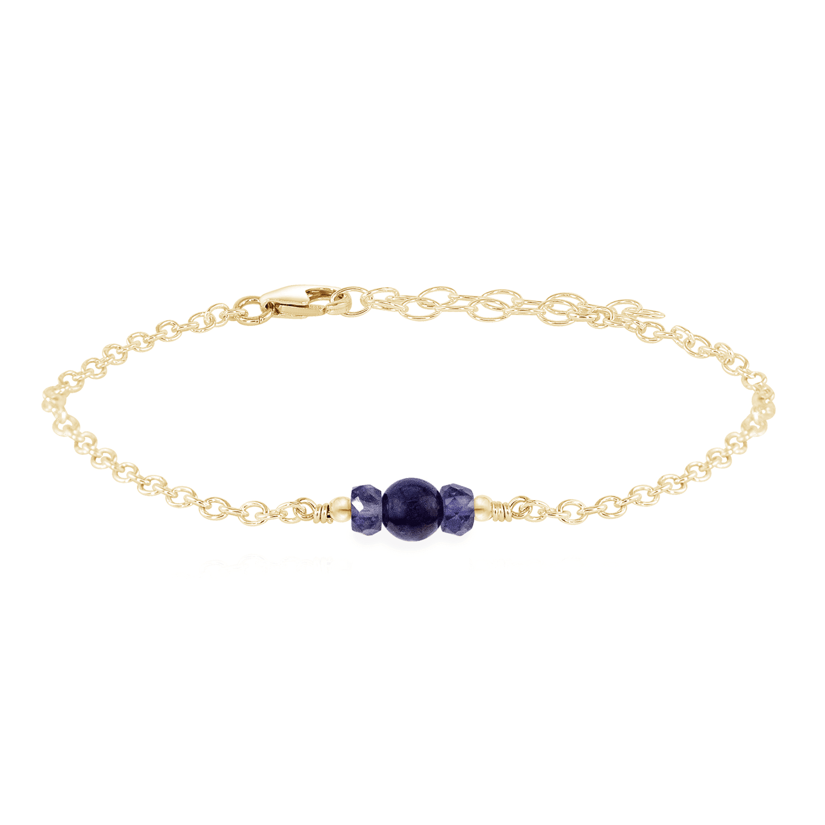 Dainty Iolite Gemstone Bracelet - Dainty Iolite Gemstone Bracelet - 14k Gold Fill - Luna Tide Handmade Crystal Jewellery