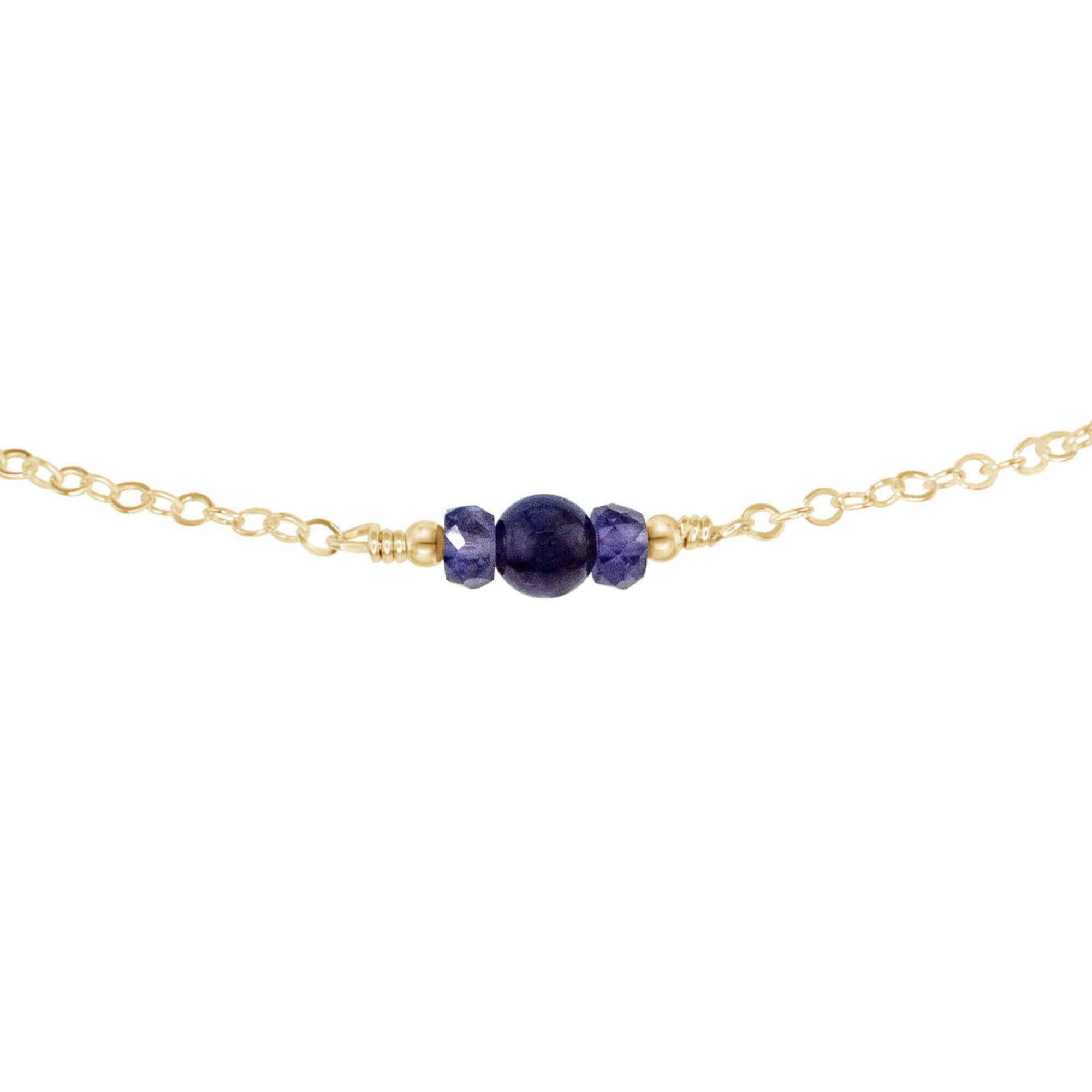 Dainty Iolite Gemstone Choker Necklace - Dainty Iolite Gemstone Choker Necklace - 14k Gold Fill - Luna Tide Handmade Crystal Jewellery