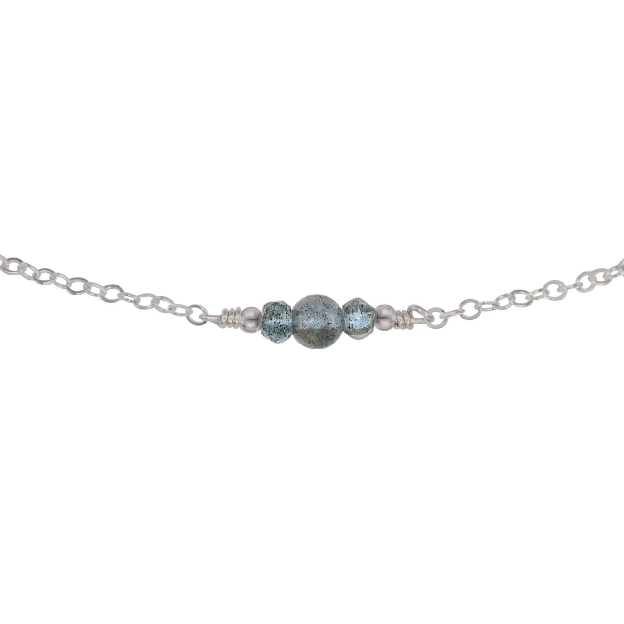 Dainty Labradorite Gemstone Choker Necklace - Dainty Labradorite Gemstone Choker Necklace - Stainless Steel - Luna Tide Handmade Crystal Jewellery