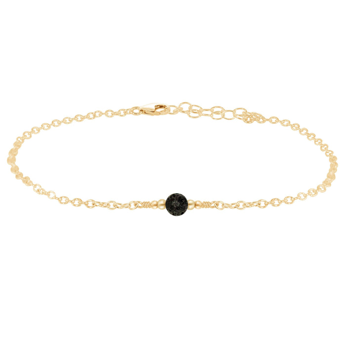 Dainty Lava Stone Essential Oil Diffuser Gemstone Anklet - Dainty Lava Stone Essential Oil Diffuser Gemstone Anklet - 14k Gold Fill - Luna Tide Handmade Crystal Jewellery