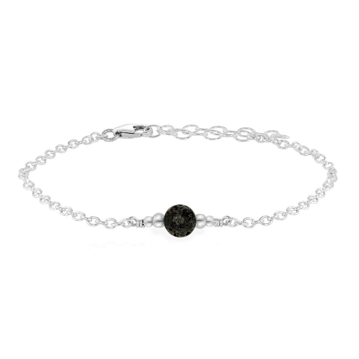 Dainty Lava Stone Essential Oil Diffuser Gemstone Bracelet - Dainty Lava Stone Essential Oil Diffuser Gemstone Bracelet - Sterling Silver - Luna Tide Handmade Crystal Jewellery