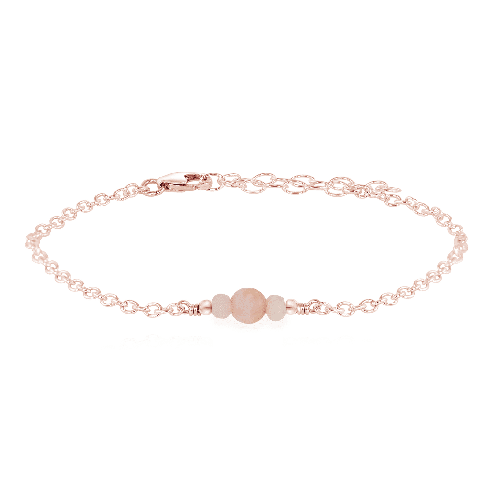 Dainty Pink Peruvian Opal Gemstone Bracelet - Dainty Pink Peruvian Opal Gemstone Bracelet - 14k Rose Gold Fill - Luna Tide Handmade Crystal Jewellery