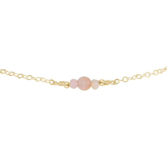 Dainty Pink Peruvian Opal Gemstone Choker Necklace - Dainty Pink Peruvian Opal Gemstone Choker Necklace - 14k Gold Fill - Luna Tide Handmade Crystal Jewellery