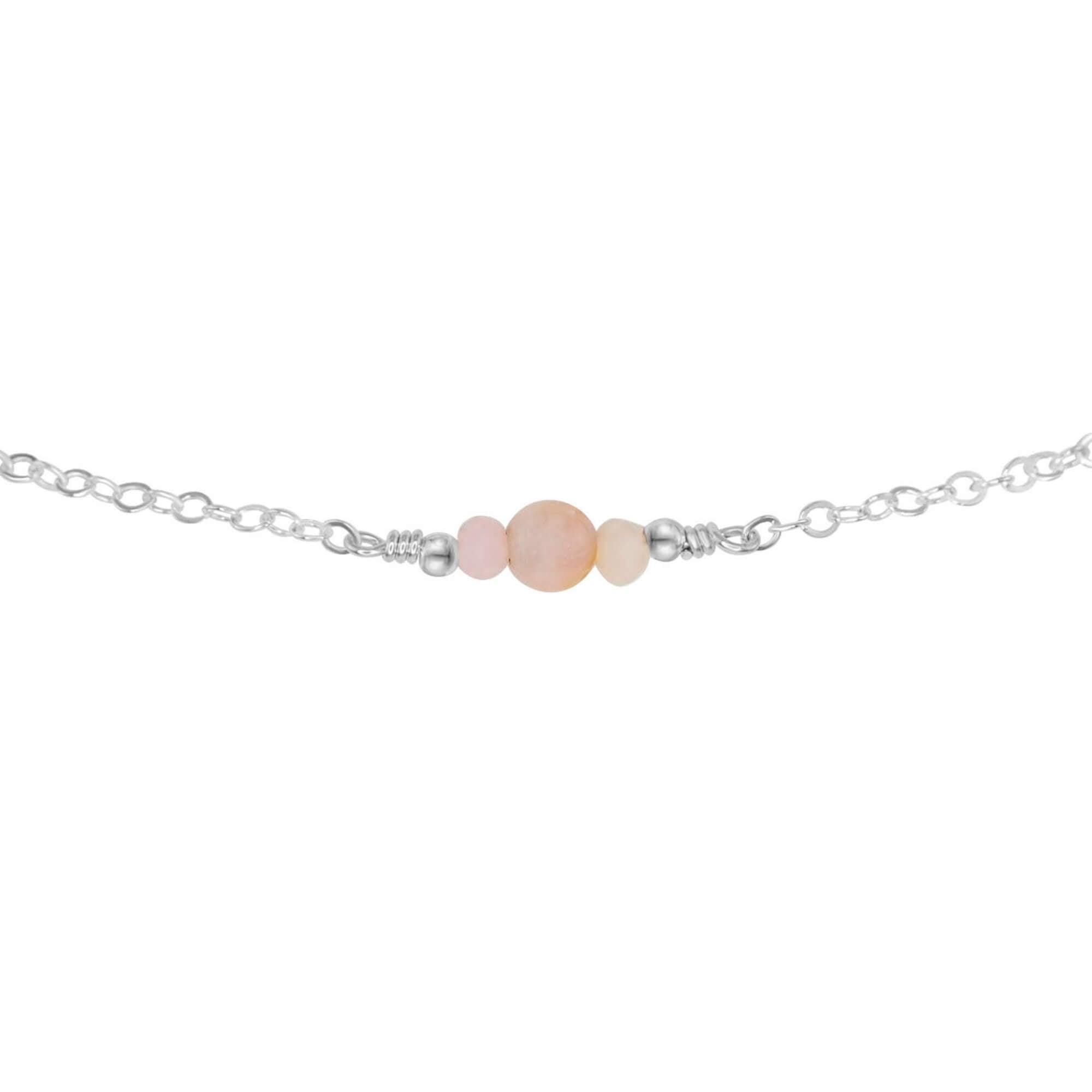 Dainty Pink Peruvian Opal Gemstone Choker Necklace - Dainty Pink Peruvian Opal Gemstone Choker Necklace - Sterling Silver - Luna Tide Handmade Crystal Jewellery