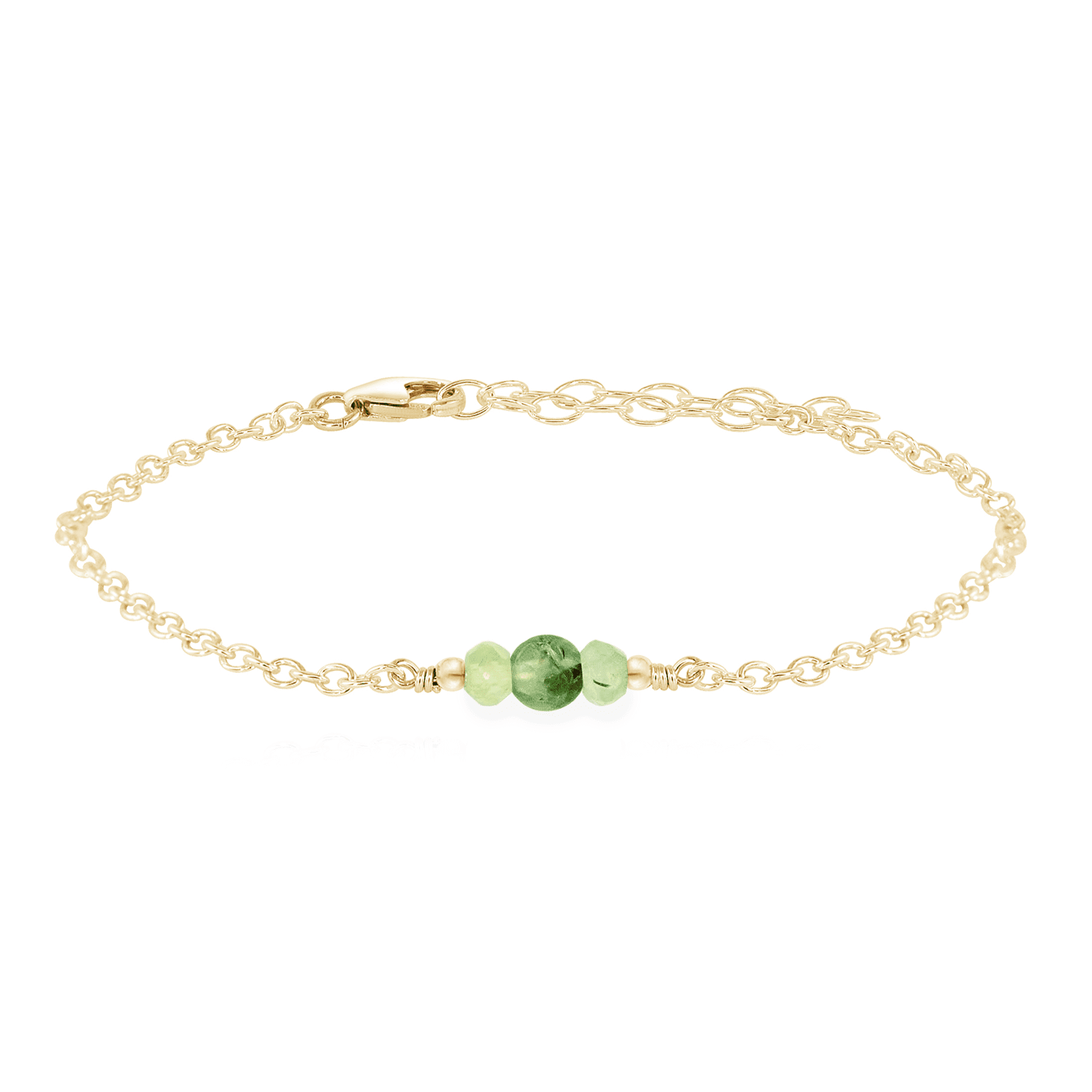 Dainty Prehnite Gemstone Bracelet - Dainty Prehnite Gemstone Bracelet - 14k Gold Fill - Luna Tide Handmade Crystal Jewellery