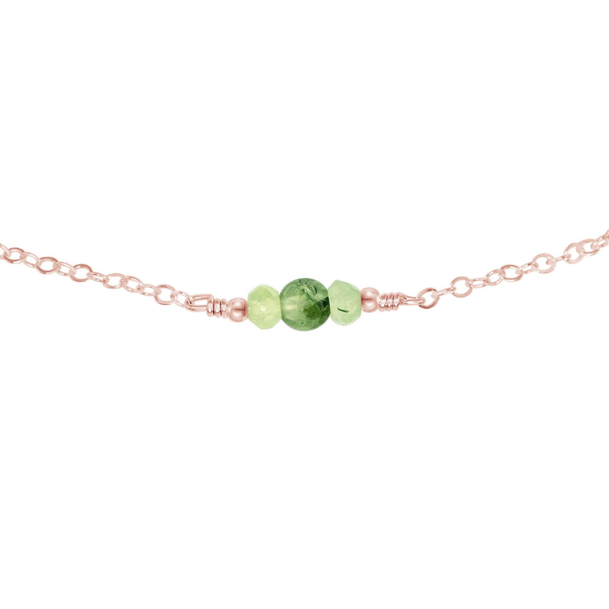 Dainty Prehnite Gemstone Choker Necklace - Dainty Prehnite Gemstone Choker Necklace - 14k Rose Gold Fill - Luna Tide Handmade Crystal Jewellery