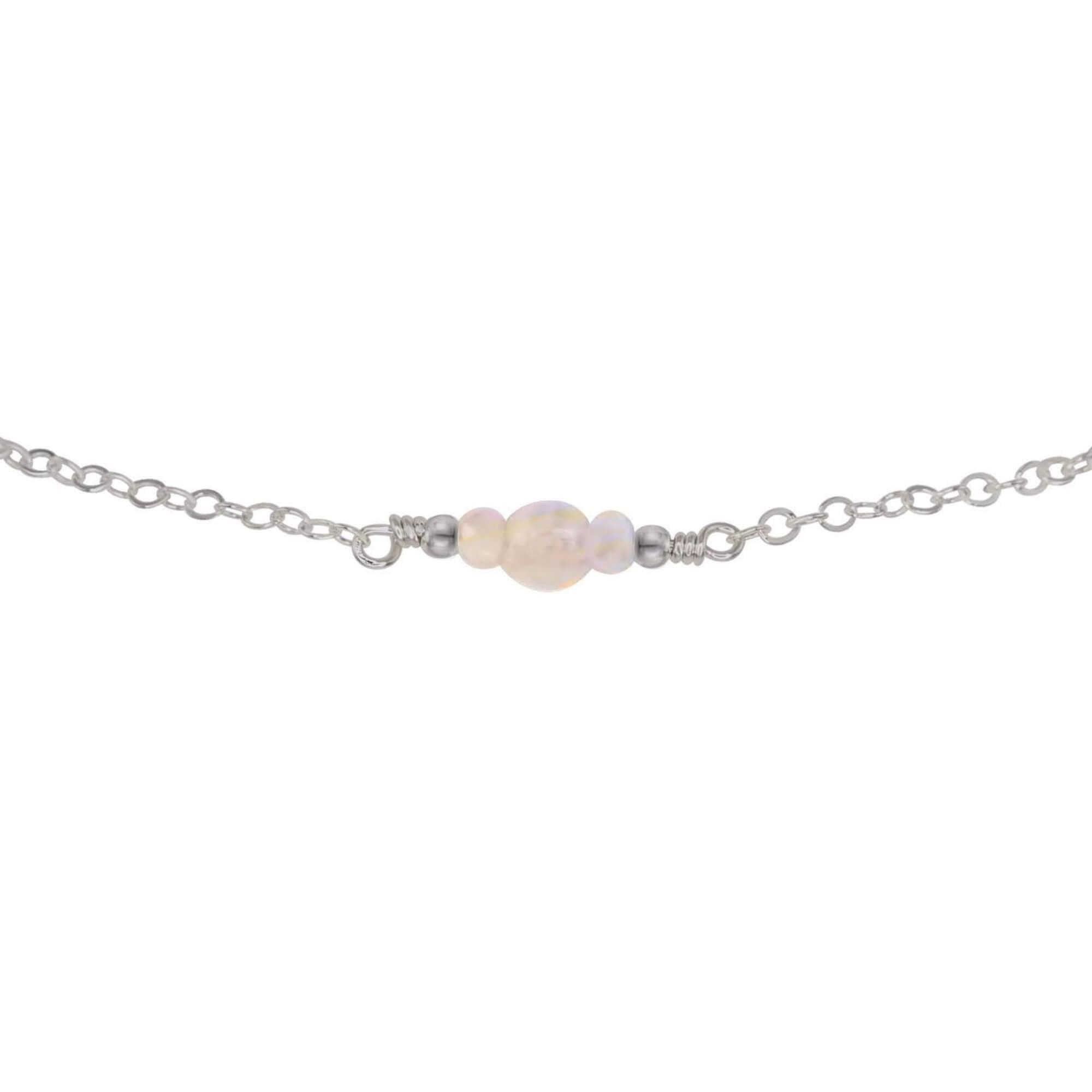 Dainty Rainbow Moonstone Gemstone Choker Necklace - Dainty Rainbow Moonstone Gemstone Choker Necklace - Stainless Steel - Luna Tide Handmade Crystal Jewellery