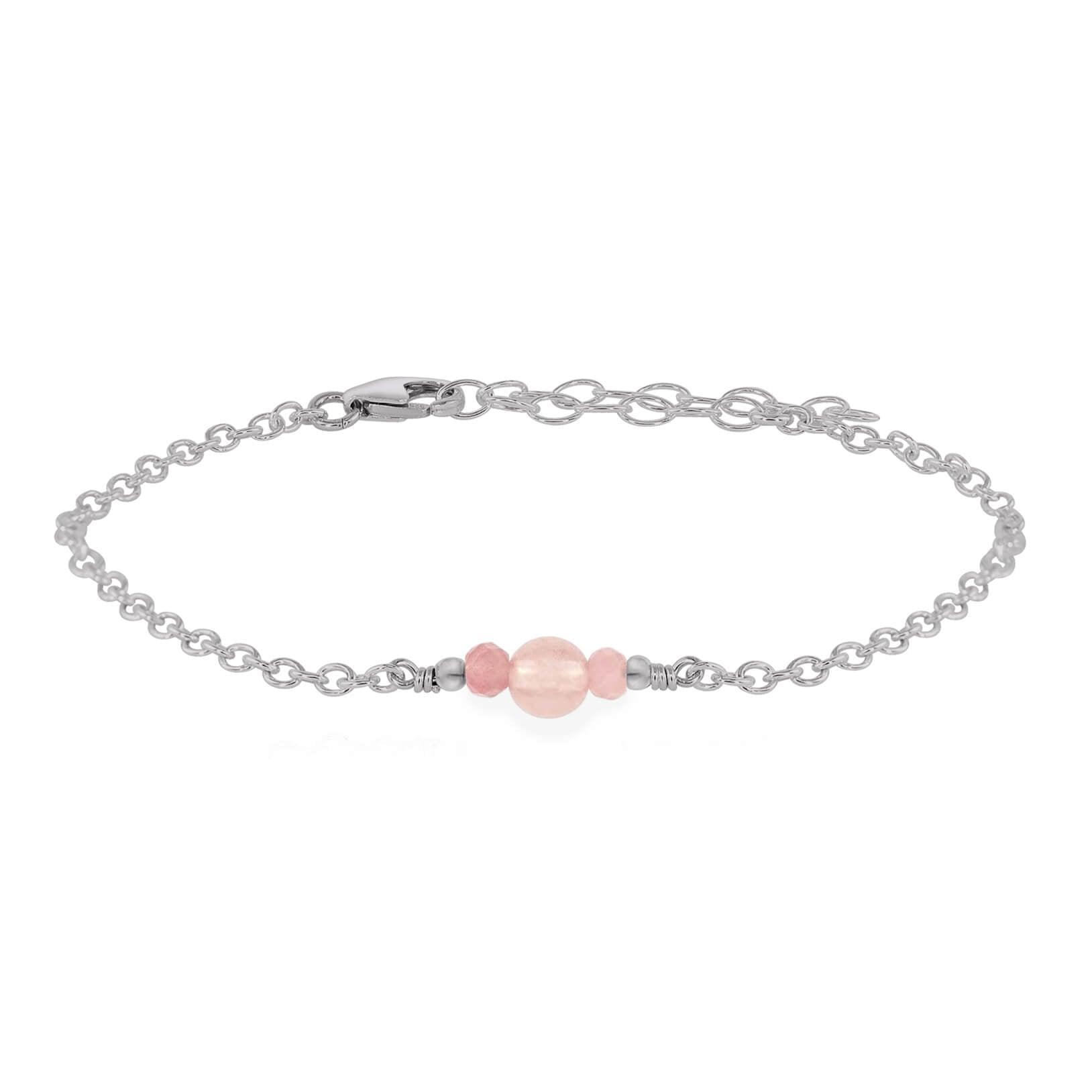 Dainty Rose Quartz Gemstone Bracelet - Dainty Rose Quartz Gemstone Bracelet - Stainless Steel - Luna Tide Handmade Crystal Jewellery