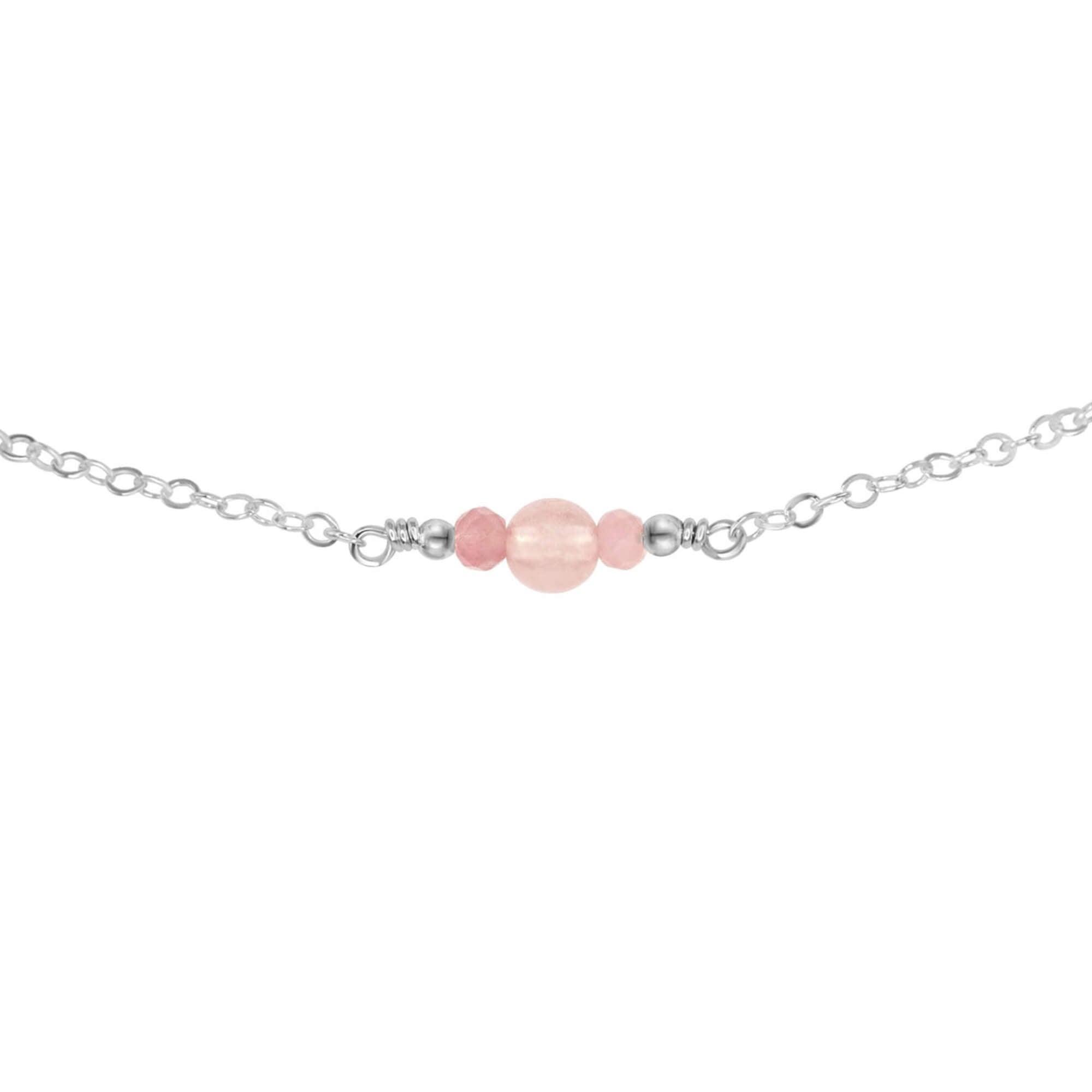 Dainty Rose Quartz Gemstone Choker Necklace - Dainty Rose Quartz Gemstone Choker Necklace - Sterling Silver - Luna Tide Handmade Crystal Jewellery