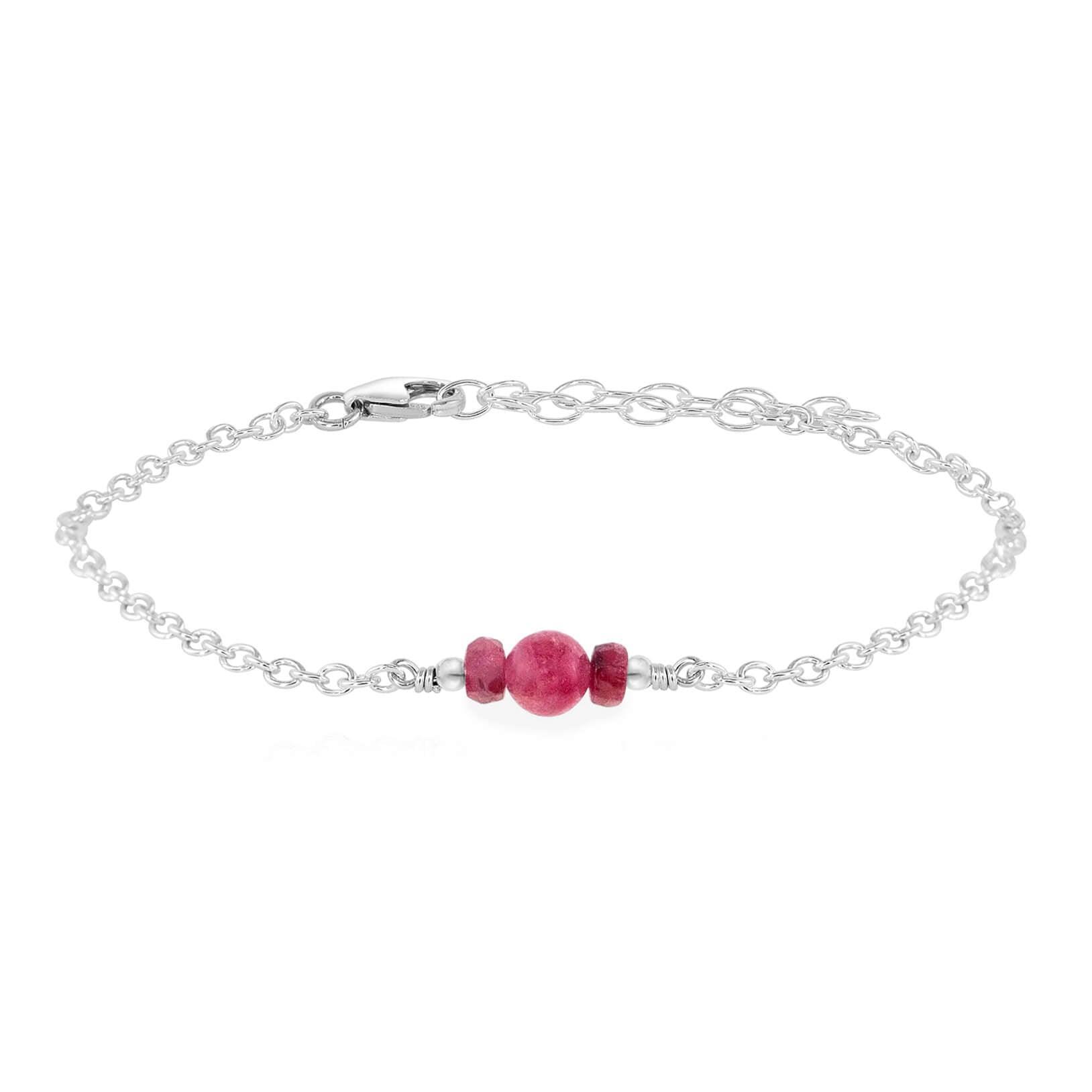 Dainty Ruby Gemstone Bracelet - Dainty Ruby Gemstone Bracelet - Sterling Silver - Luna Tide Handmade Crystal Jewellery