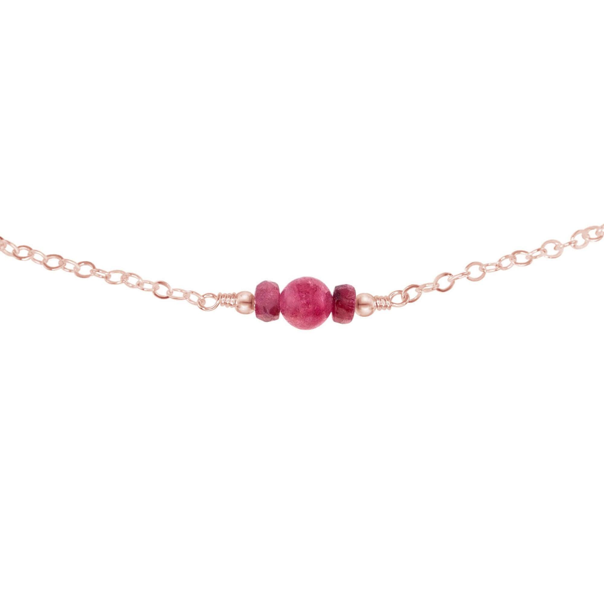 Dainty Ruby Gemstone Choker Necklace - Dainty Ruby Gemstone Choker Necklace - 14k Rose Gold Fill - Luna Tide Handmade Crystal Jewellery