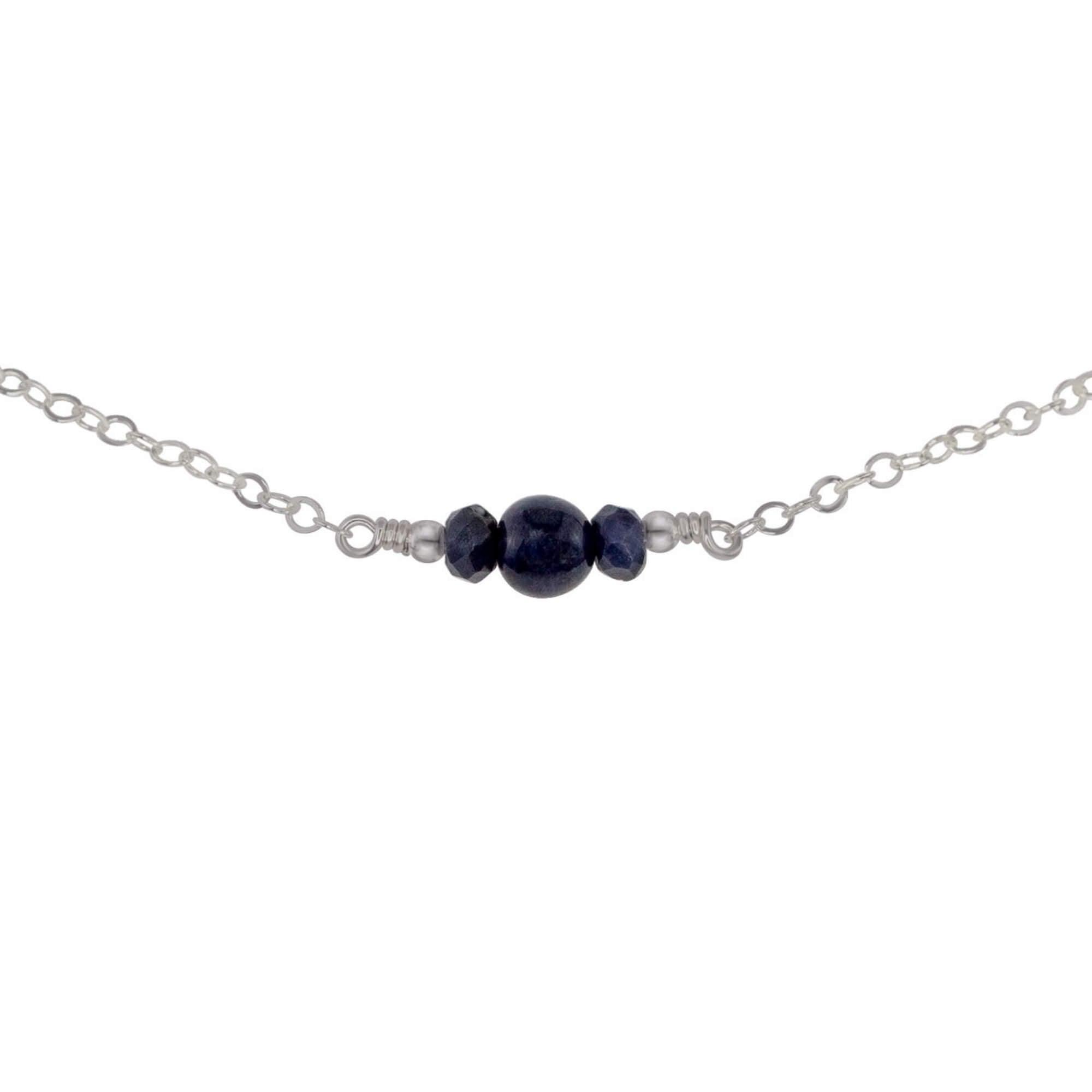 Dainty Sapphire Gemstone Choker Necklace - Dainty Sapphire Gemstone Choker Necklace - Stainless Steel - Luna Tide Handmade Crystal Jewellery