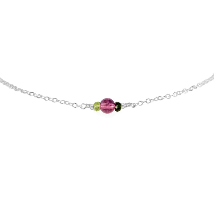 Dainty Tourmaline Gemstone Choker Necklace - Dainty Tourmaline Gemstone Choker Necklace - Sterling Silver - Luna Tide Handmade Crystal Jewellery