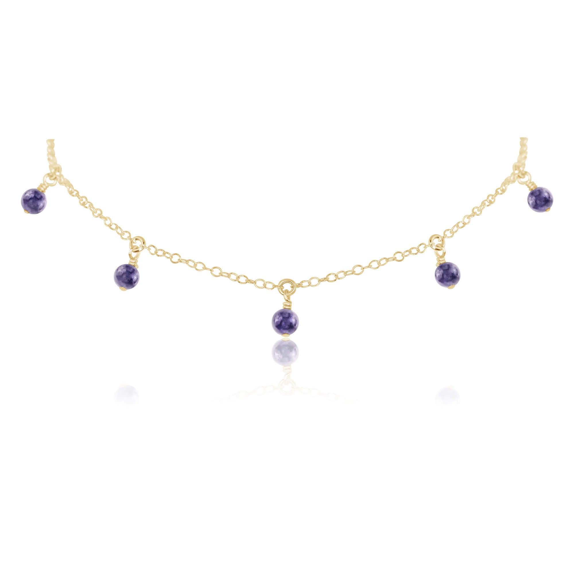 Iolite Bead Drop Choker - Iolite Bead Drop Choker - 14k Gold Fill - Luna Tide Handmade Crystal Jewellery
